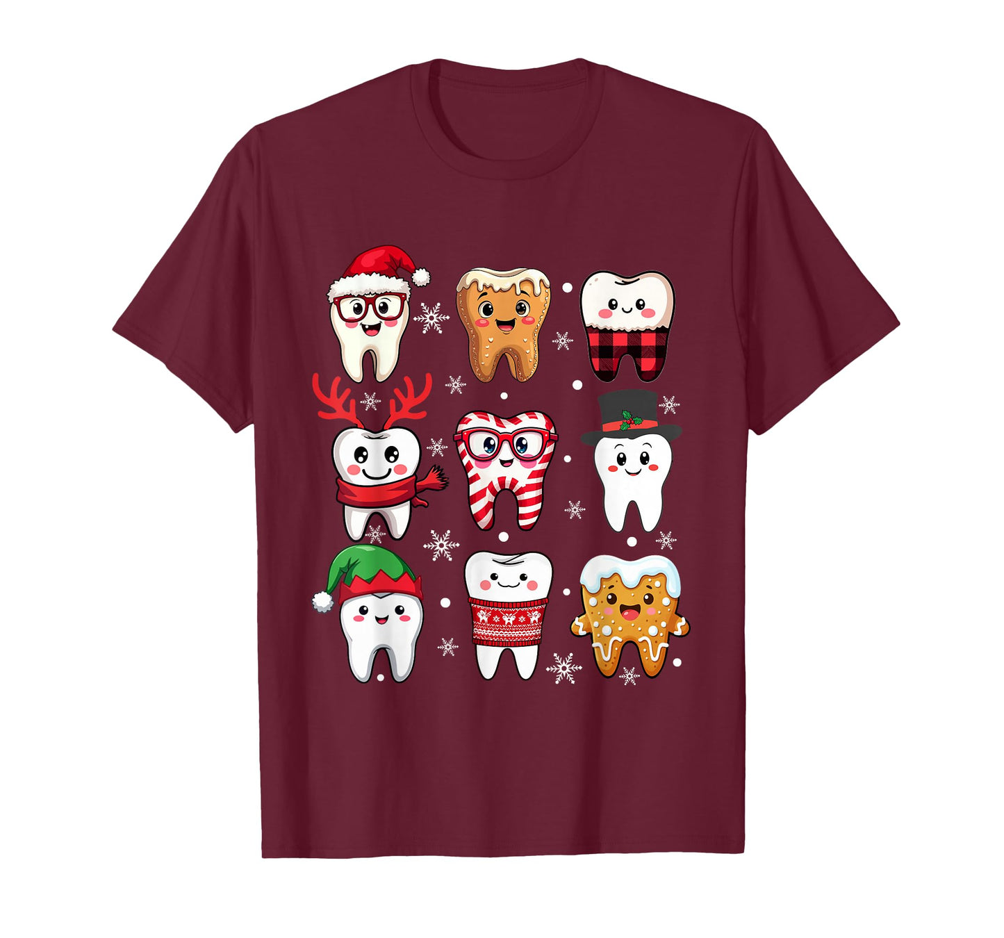 Funny Dental Christmas Cute Teeth Costume Dentist Santa Hat T-Shirt