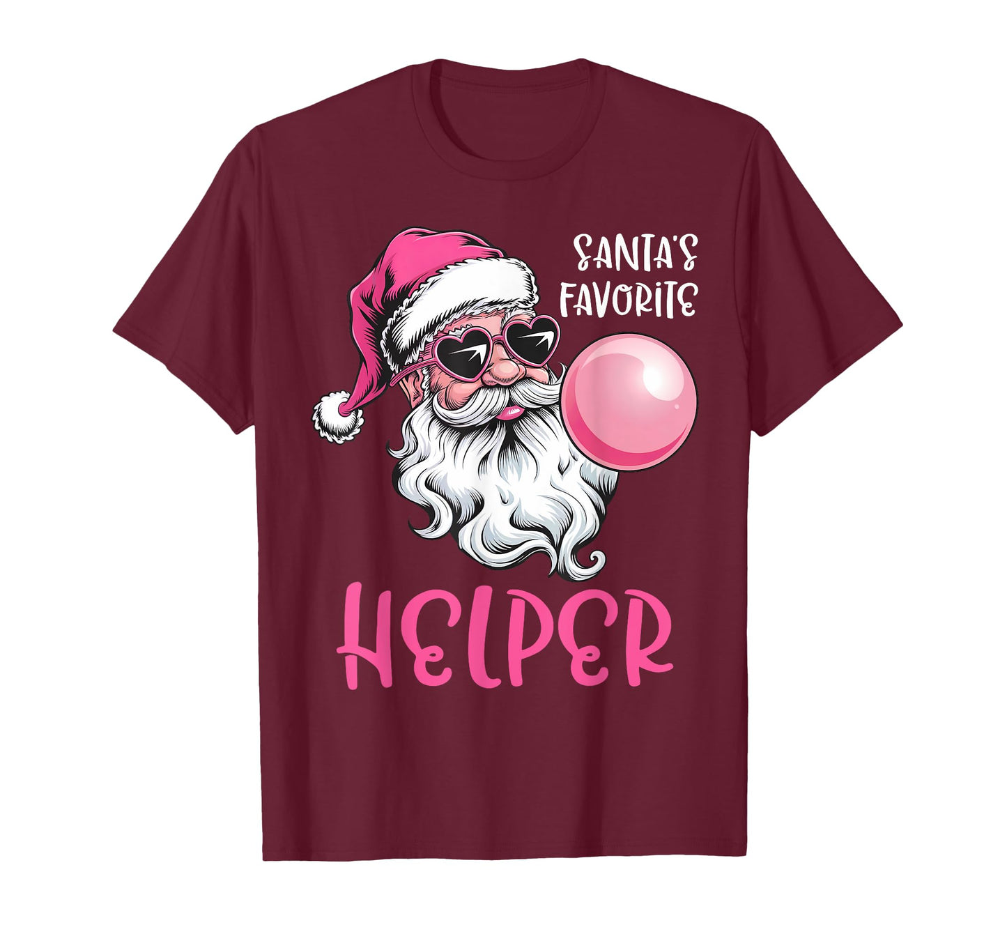Santa's Favorite Helper Christmas Pink Santa Claus Balloon T-Shirt