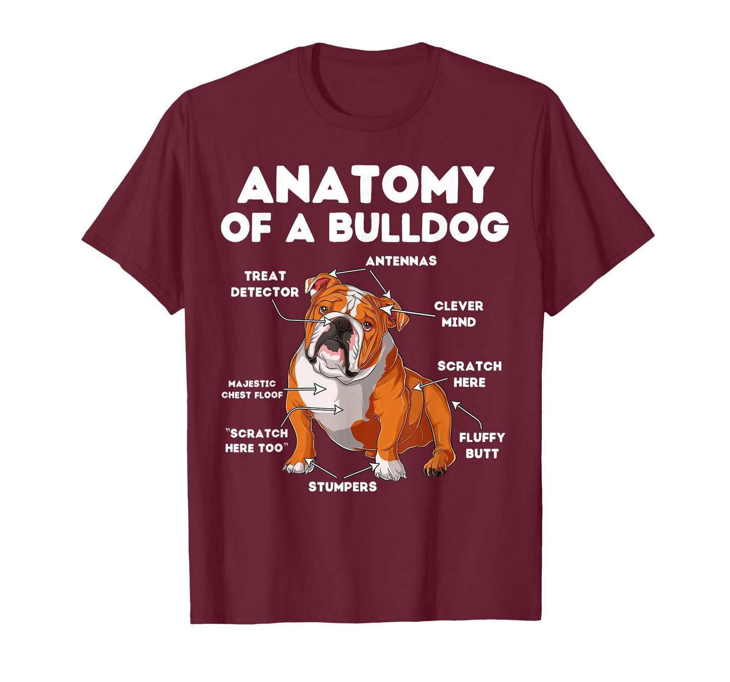 Anatomy of a Bulldog T-Shirt for Men Women Girls Kids