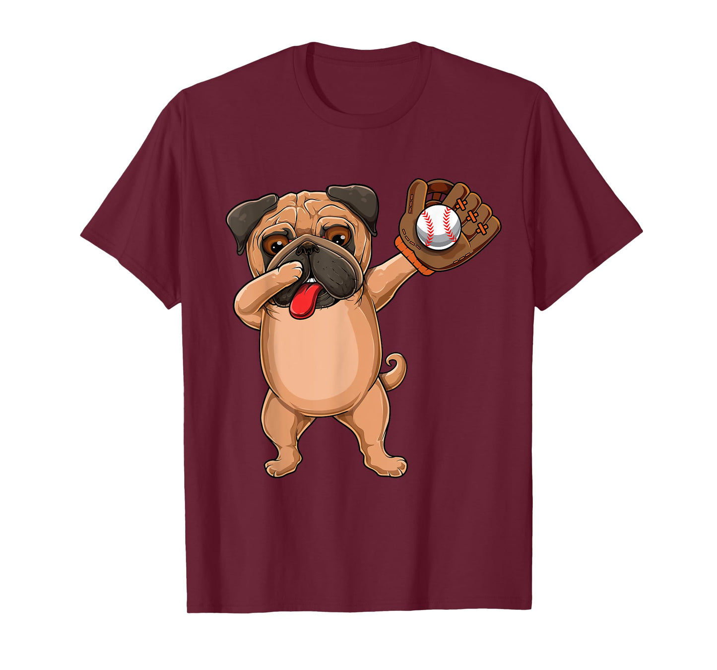 Dabbing Cute Baseball pr Softball Pug dog breed- Dab Men Women Girls Kids T-Shirt
