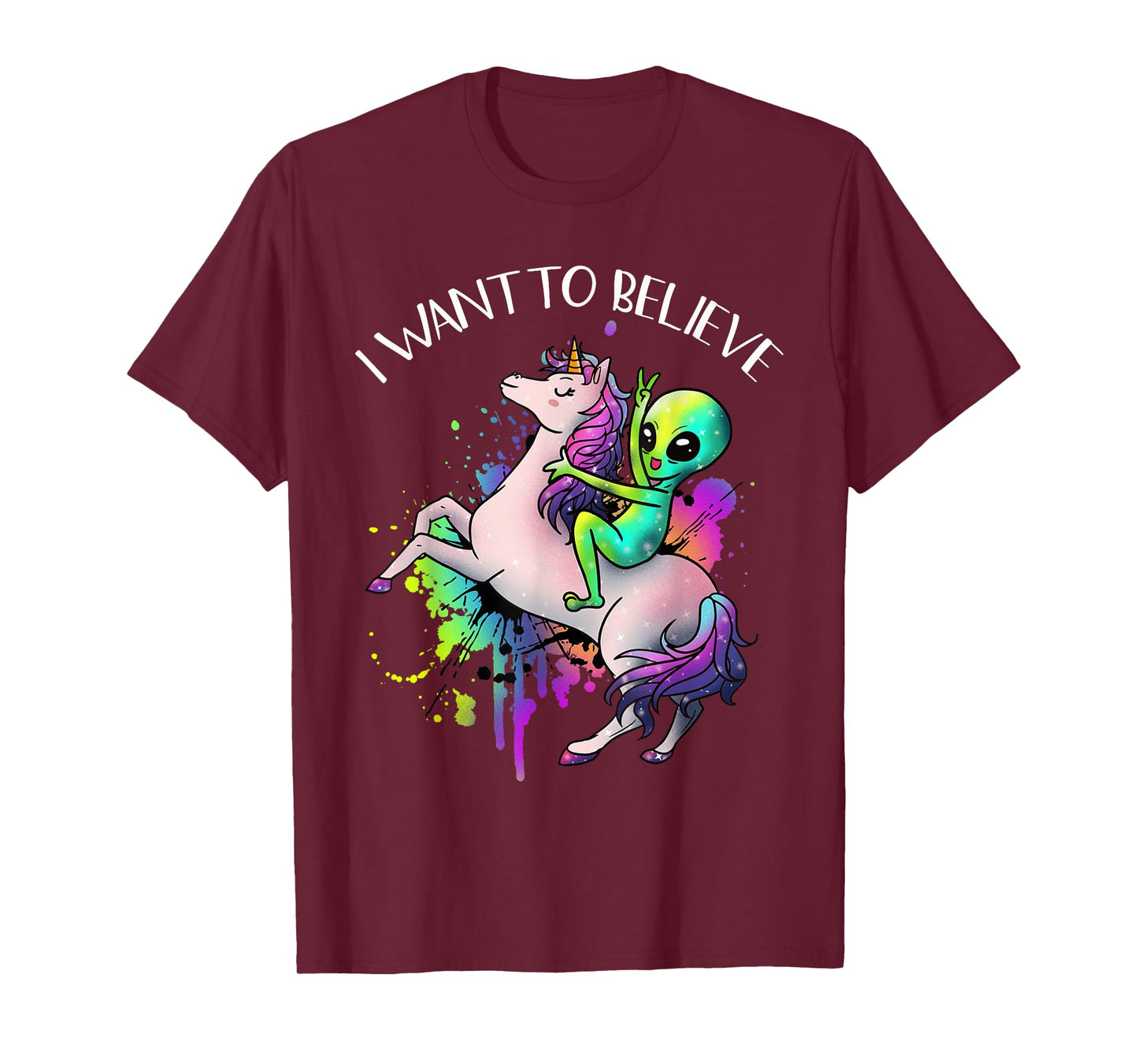 I Want To Believe Unicorn Alien Horn Extraterrestrial Gift T-Shirt