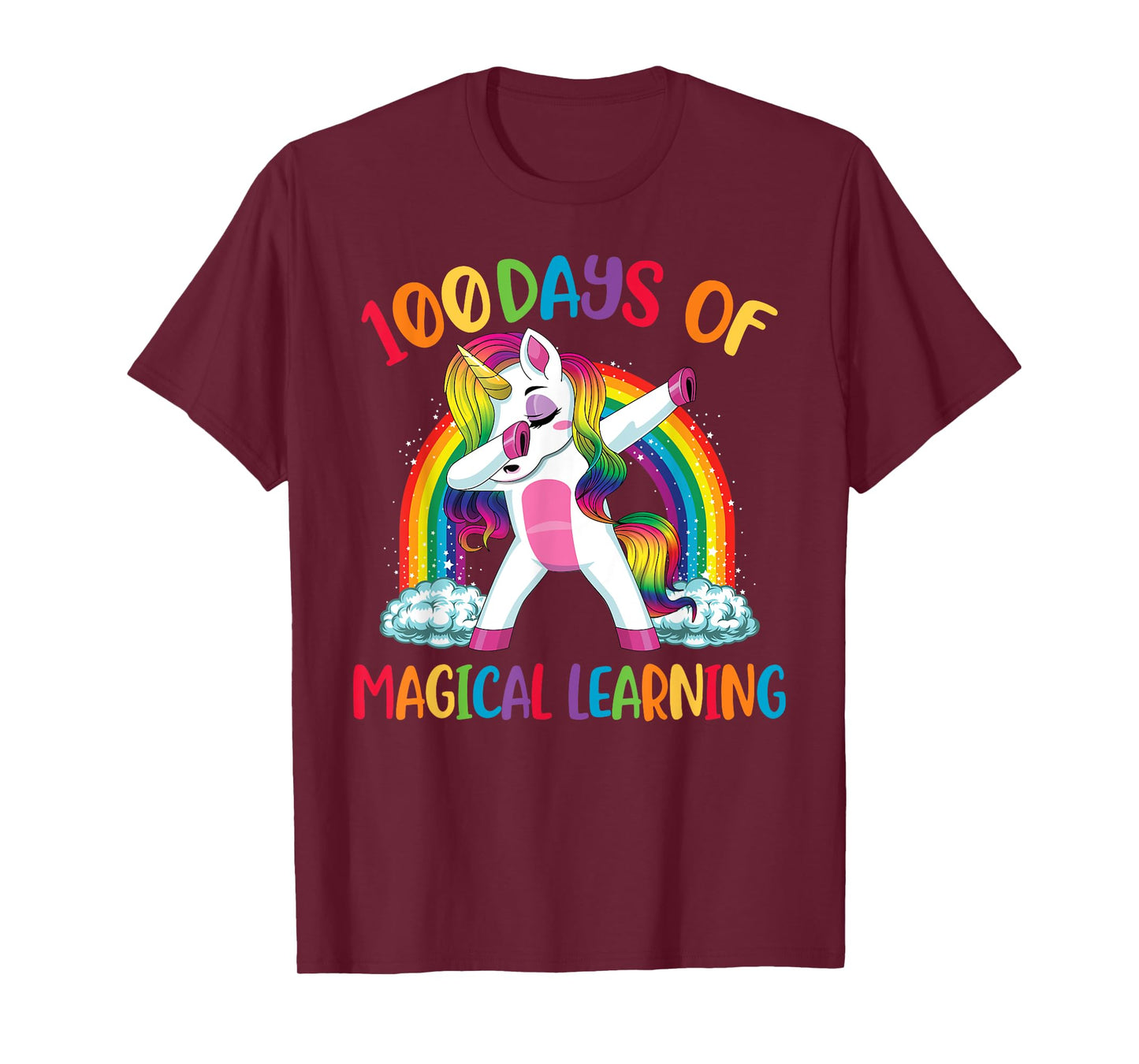 100 Days Of Magical Learning Dabbing Unicorn Girls Kids T-Shirt
