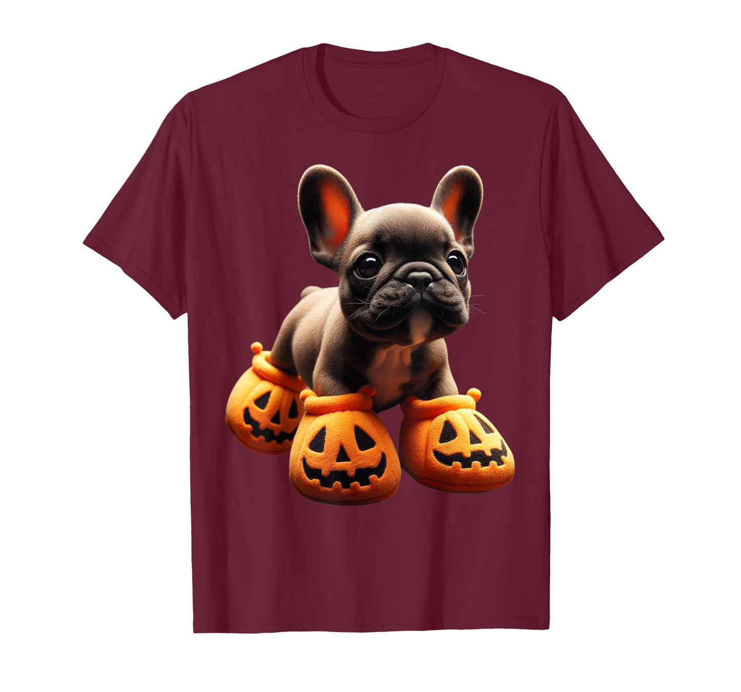 French Bulldog Pumpkin Slippers Men Women Kids Halloween T-Shirt