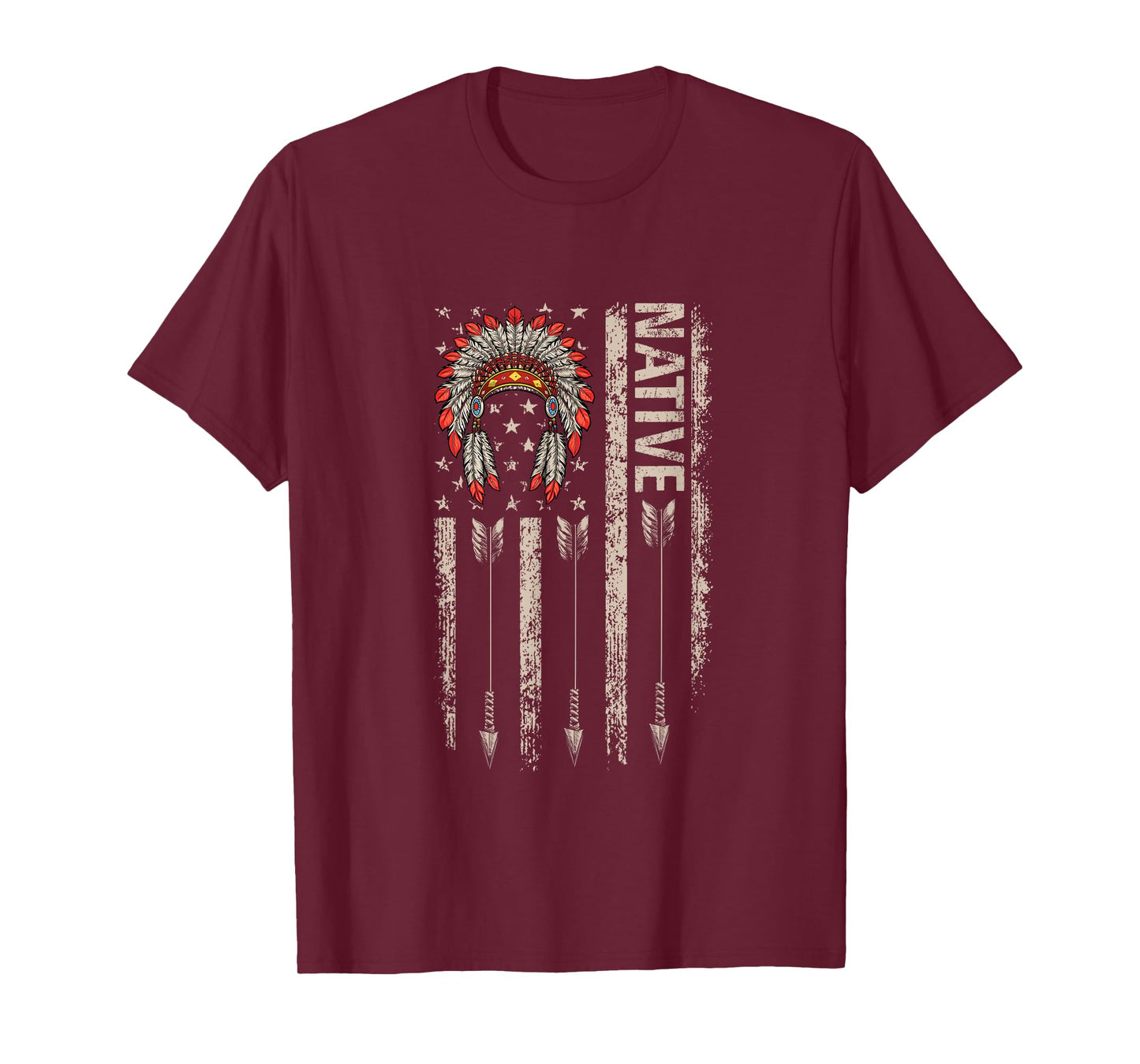 Cool Native American Feather Arrow Flag Headdress Indigenous T-Shirt