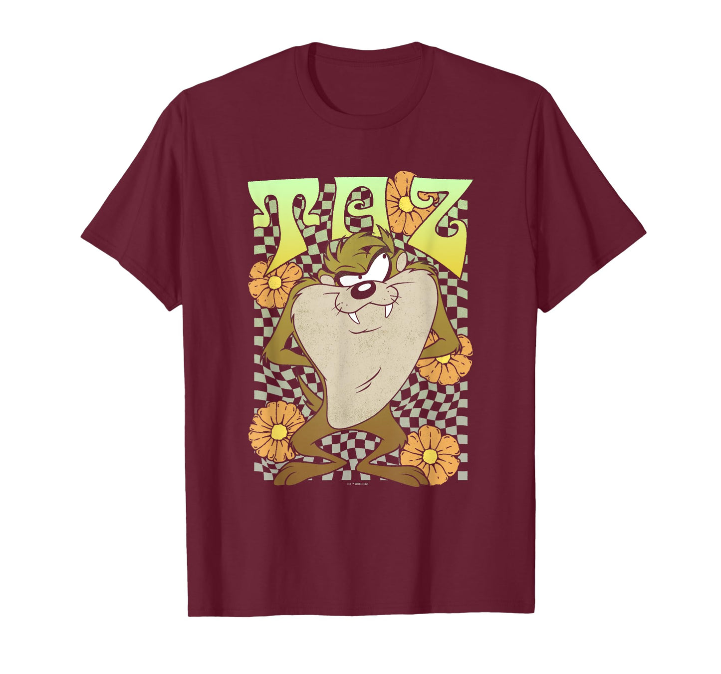 Looney Tunes Taz Groovy Retro Floral Portrait T-Shirt