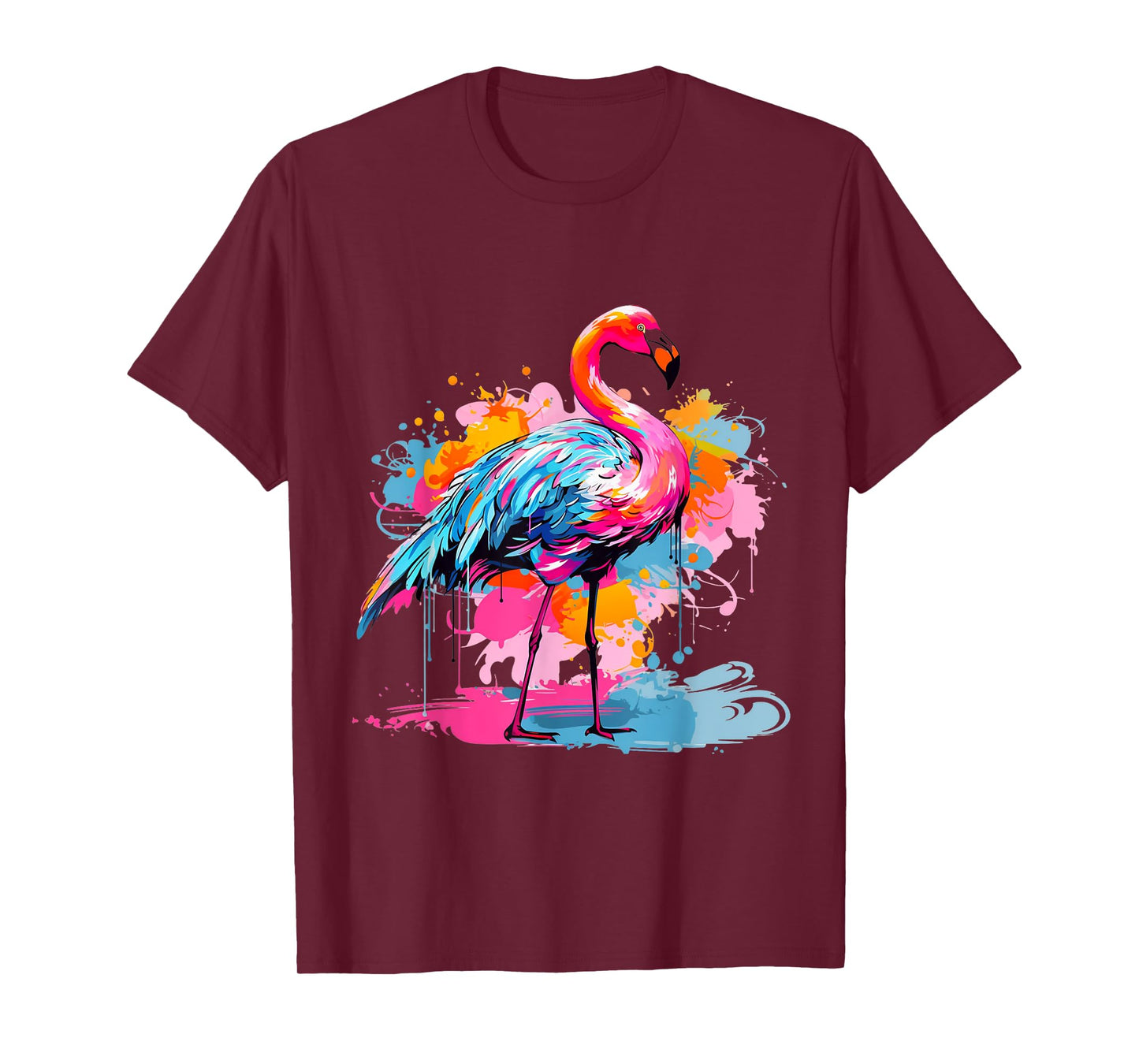 Cool Colorful Flamingo Portrait Graphic T-Shirt