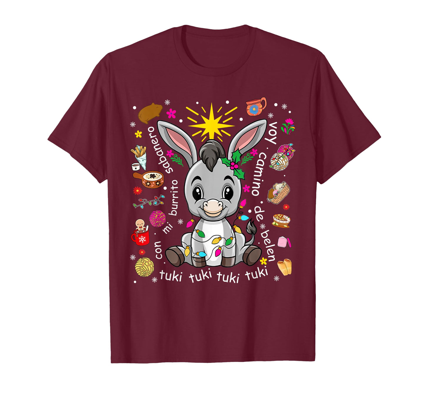 Mi Burrito Sabanero Mexican Christmas Donkey Spanish Xmas T-Shirt