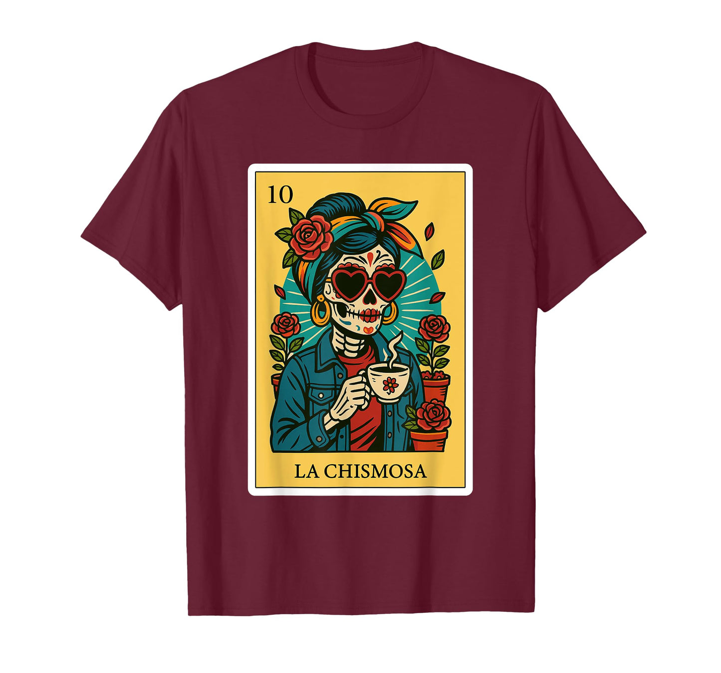 La Chismosa Spanish-Mexican Bingo Card Latinos Skeleton T-Shirt