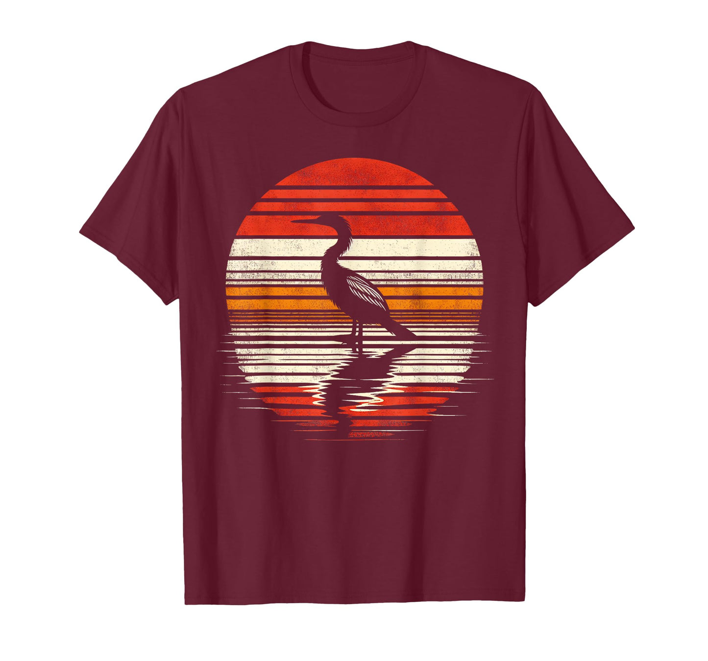 Anhinga Bird Sunset Retro Style Safari Vintage 70s T-Shirt