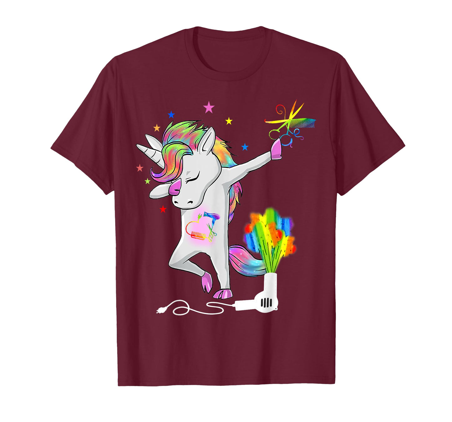 Funny HairStylist T Shirt Dabbing Unicorn Cosmetologist Tee T-Shirt