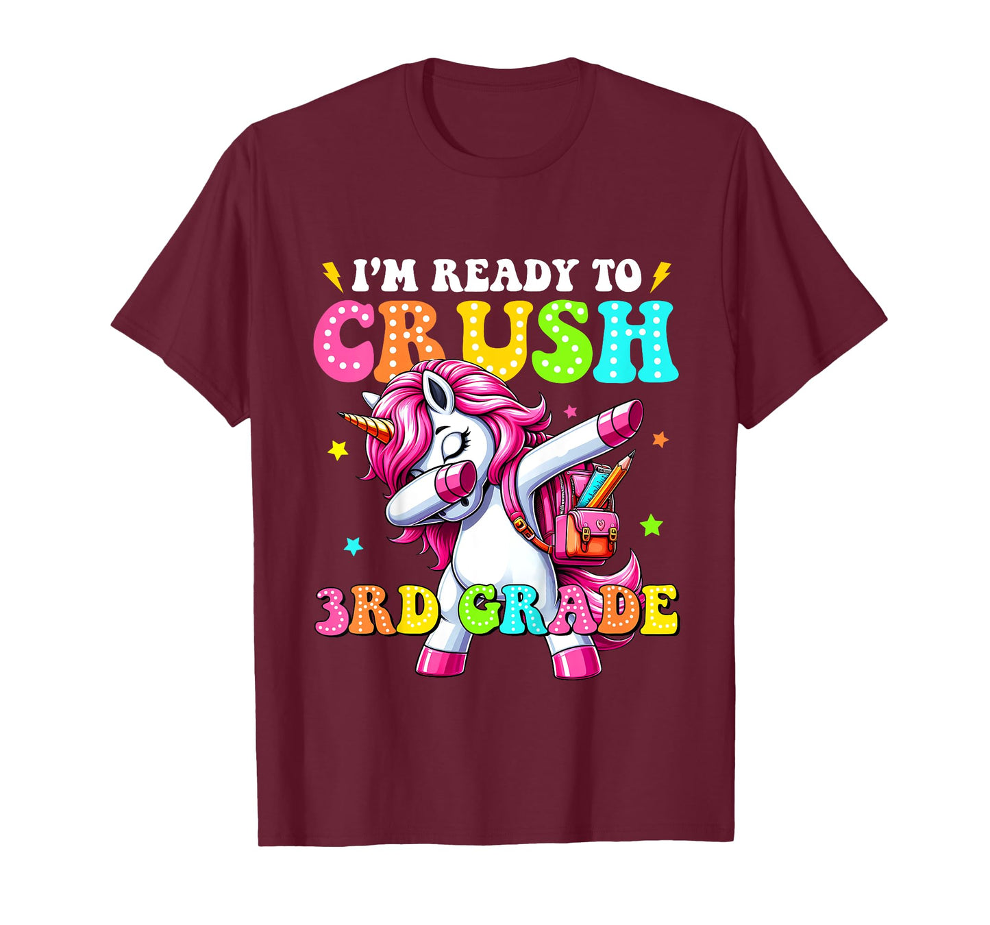 Kids Crush 3rd Grade Dabbing Unicorn Back to School Girls Kids T-Shirt