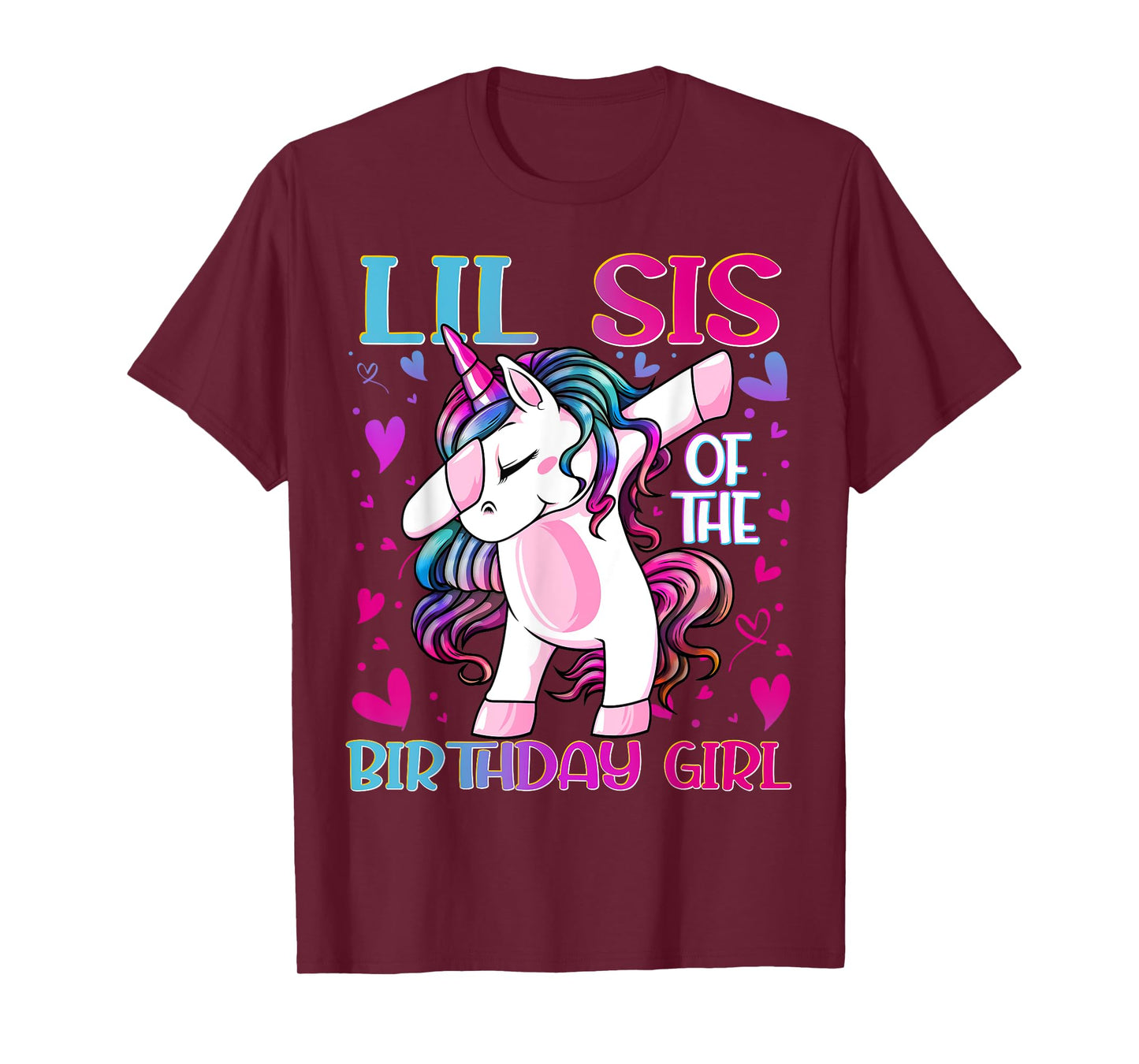 Lil Sis of the Birthday Girl Dabbing Unicorn Little Sister T-Shirt
