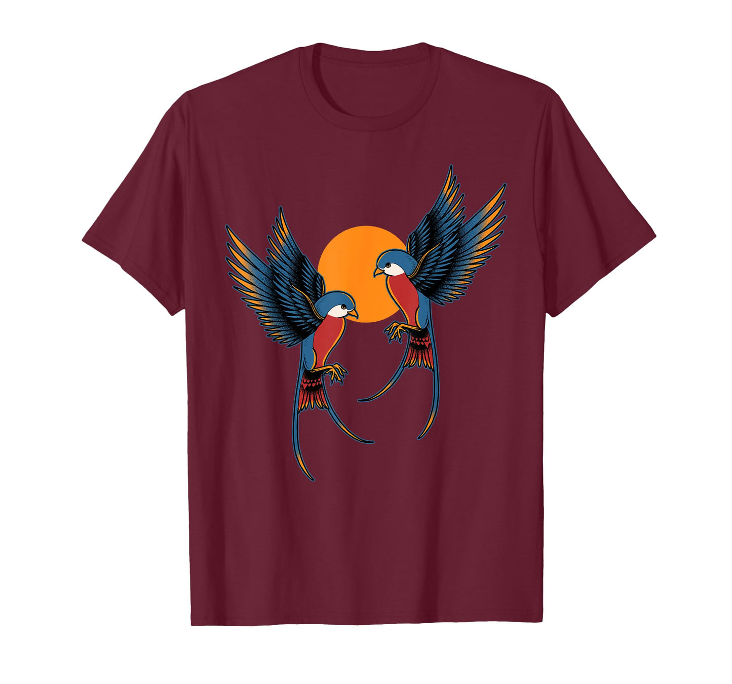 Swallows Sunset Majestic Birds Animal Lover Tattoo Birding T-Shirt