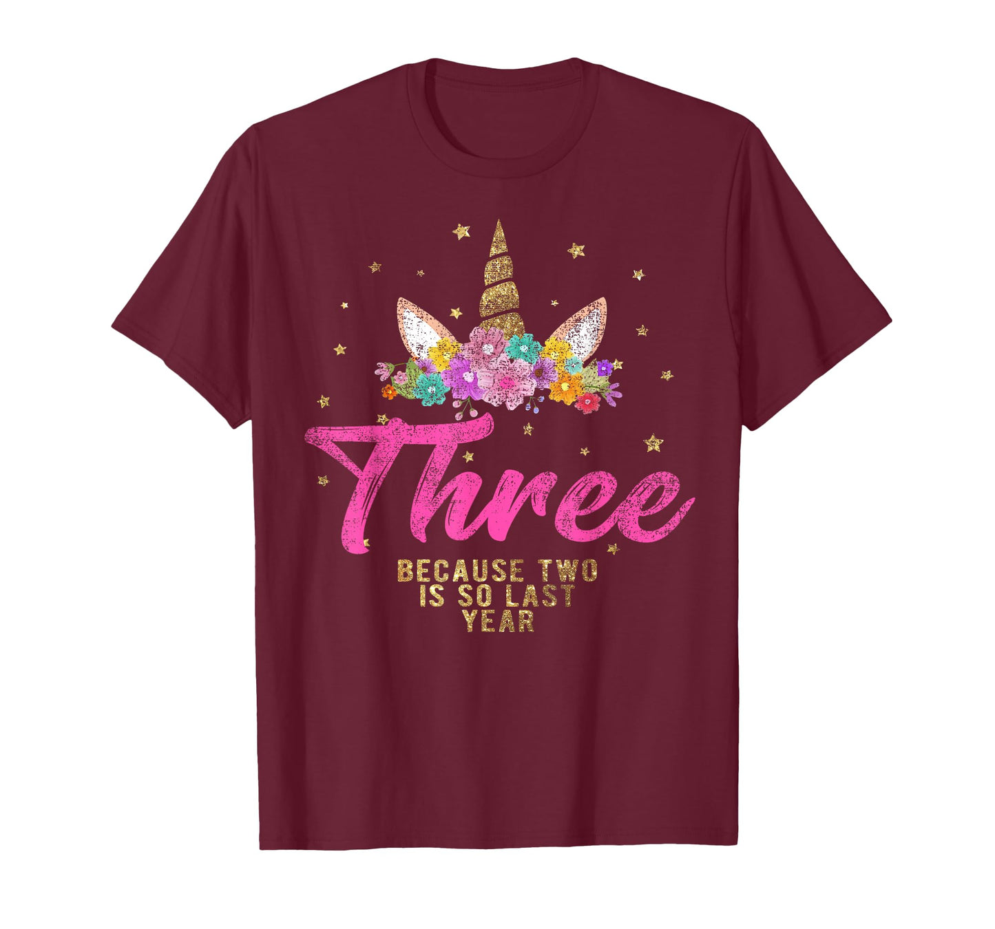 Unicorn Birthday Shirt for 3 Year Old Girl Gift 3 T-Shirt