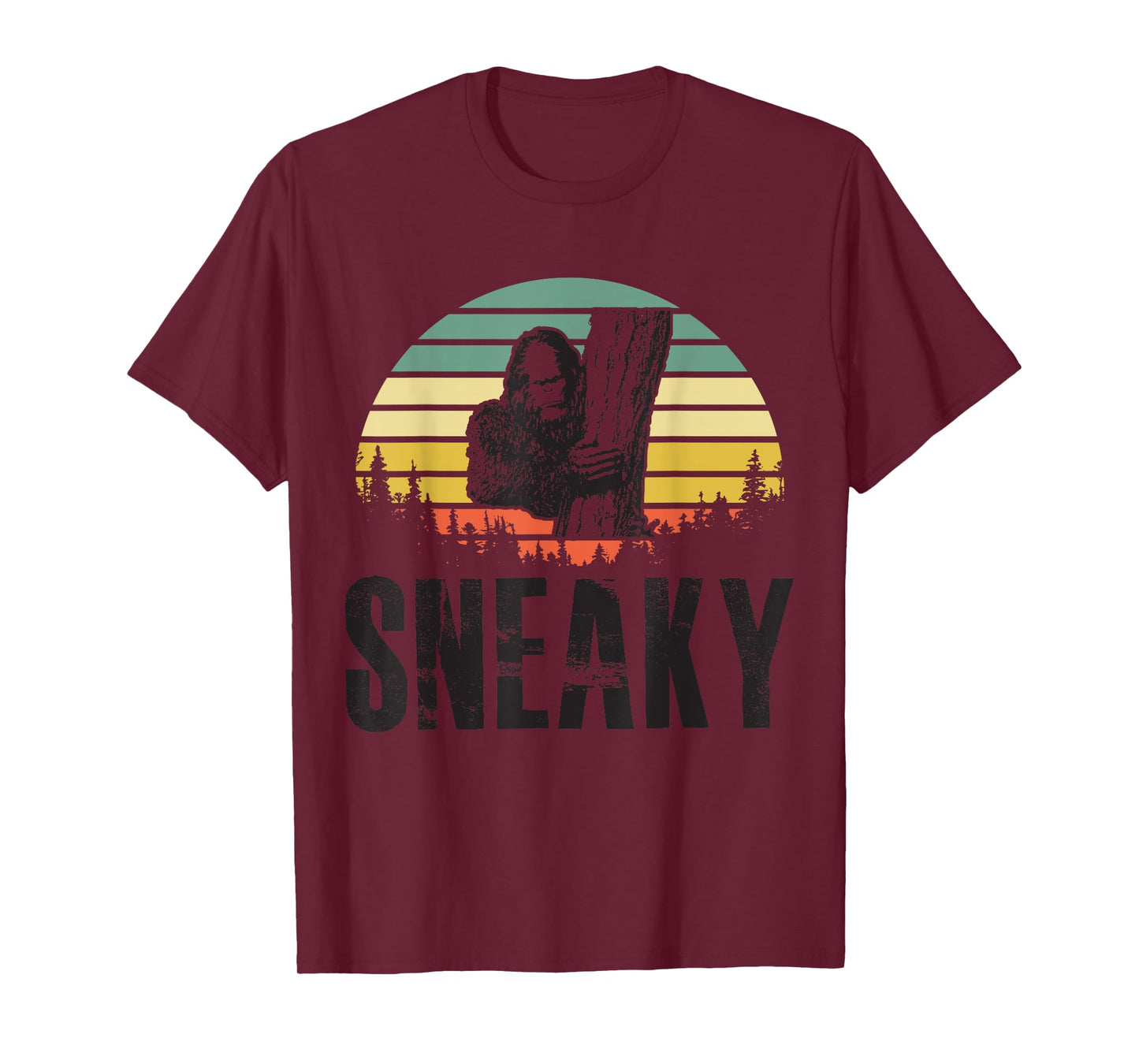 Sasquatch Sneaky, Sneaky Retro Bigfoot T-Shirt T-Shirt