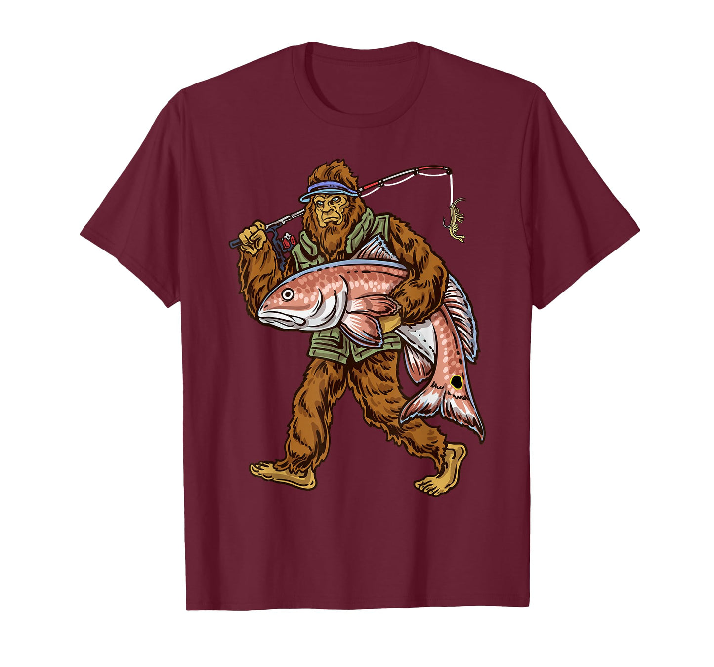 Redfish Fishing Hunting Bigfoot Fishermen T-Shirt