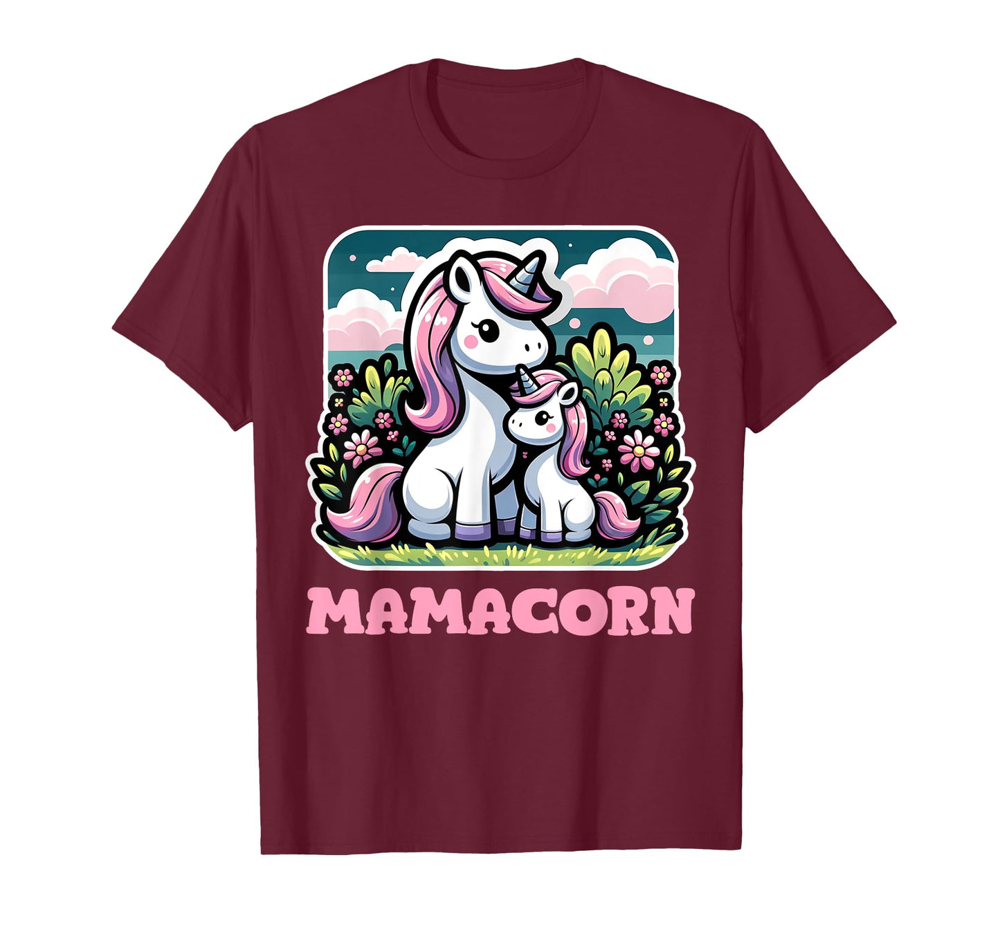 Mamacorn For Women Funny Unicorn Mom Graphic T-Shirt