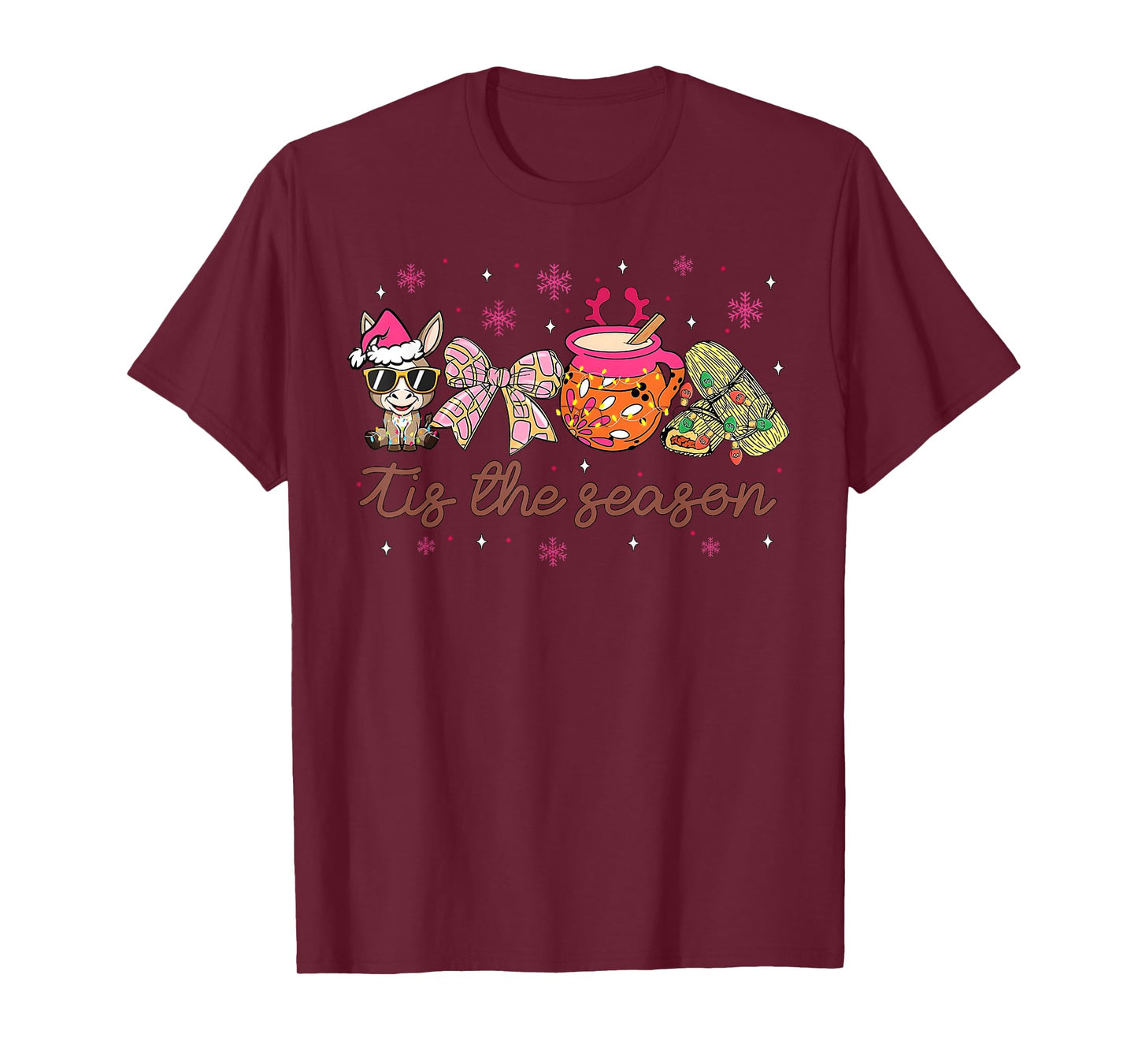 Tis The Season Tamales Mexican Coquette Bow Cafe De Olla T-Shirt