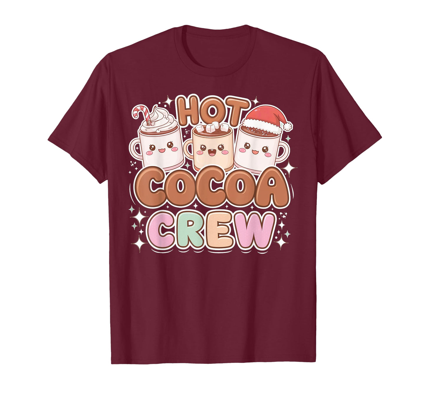 Funny Christmas Hot Cocoa and Marshmallow Crew T-Shirt