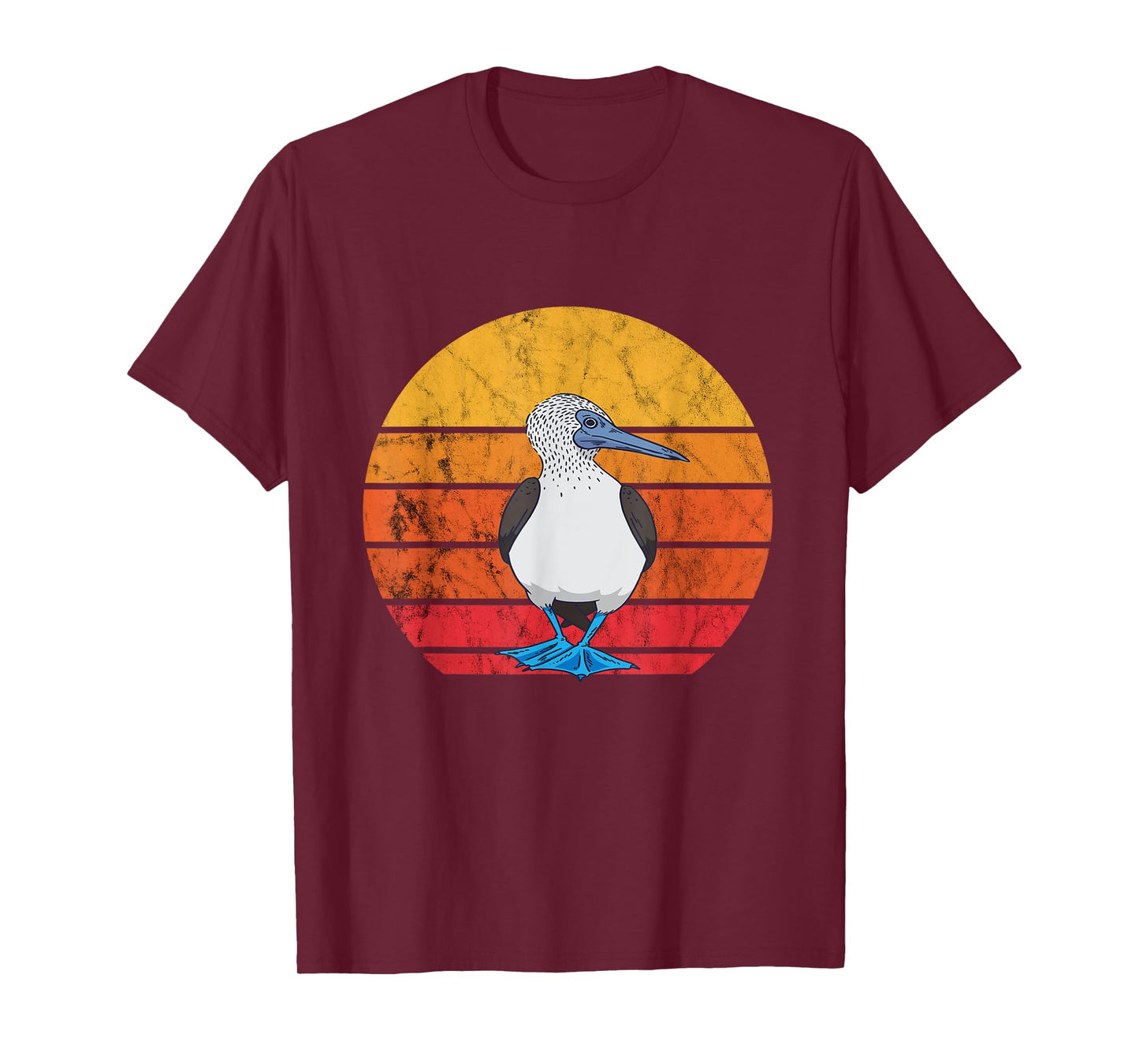 Blue Footed Boobies Tropical Sea Bird Retro Vintage Sunset T-Shirt