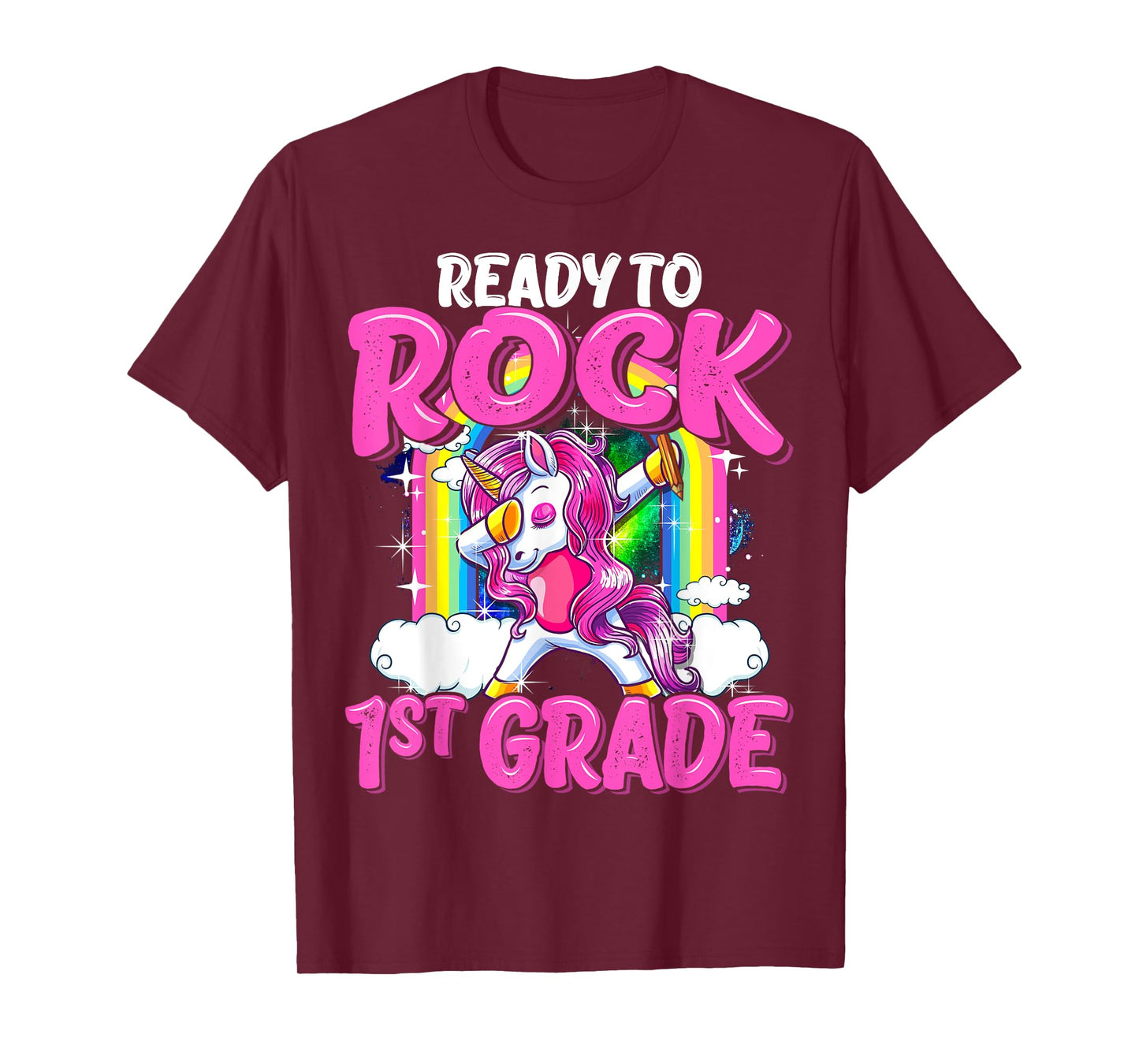 Ready To Rock 1st Grade Dabbing Unicorn Back To School Girls T-Shirt