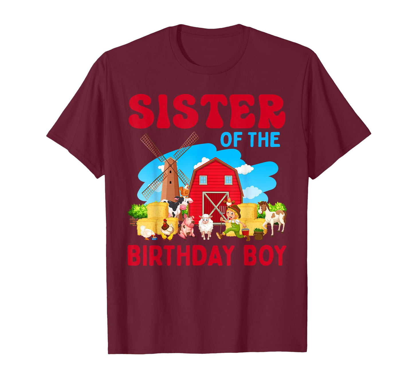 Sister Of The Birthday Boy Farm Farmer Theme T-Shirt
