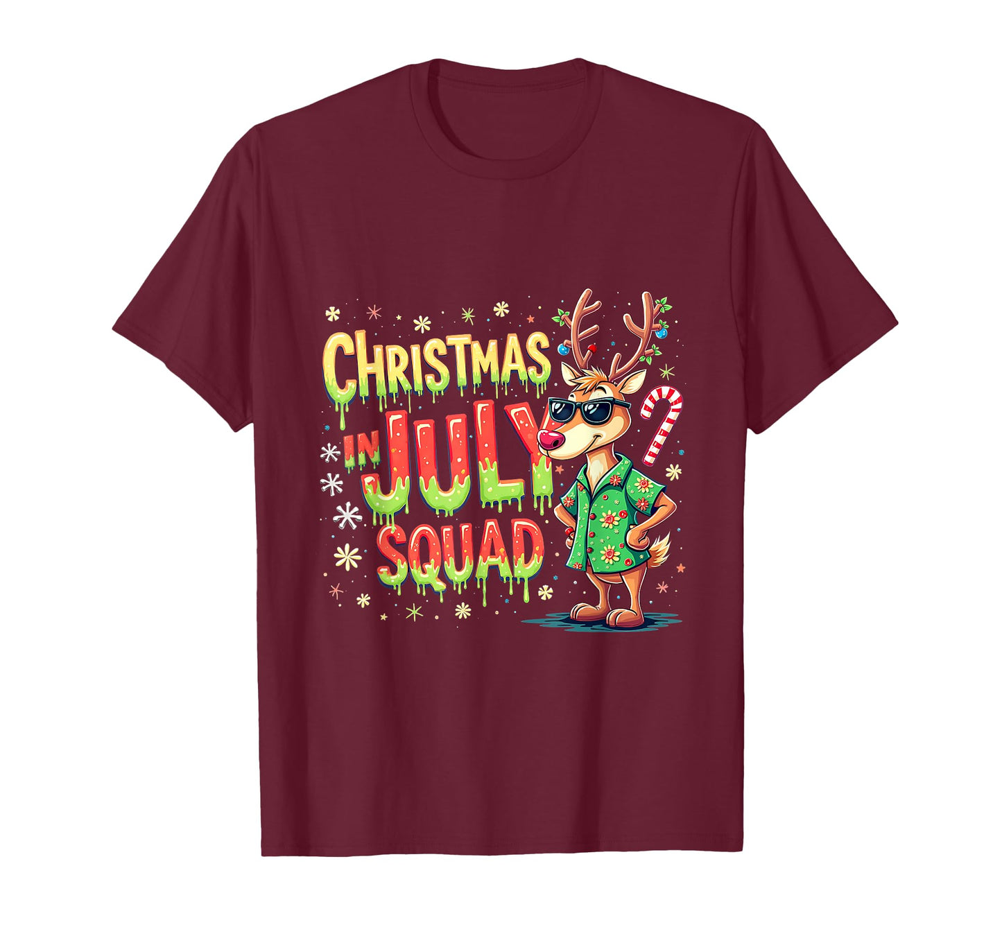 Funny Santa Reindeers Christmas In July Squad Summer T-Shirt