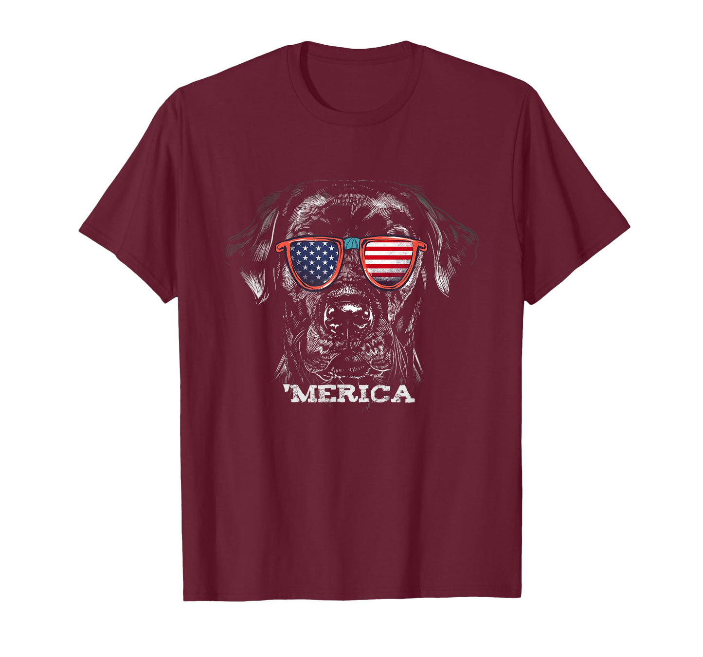 American Black Labrador with USA Flag sunglasses Lab Owner T-Shirt