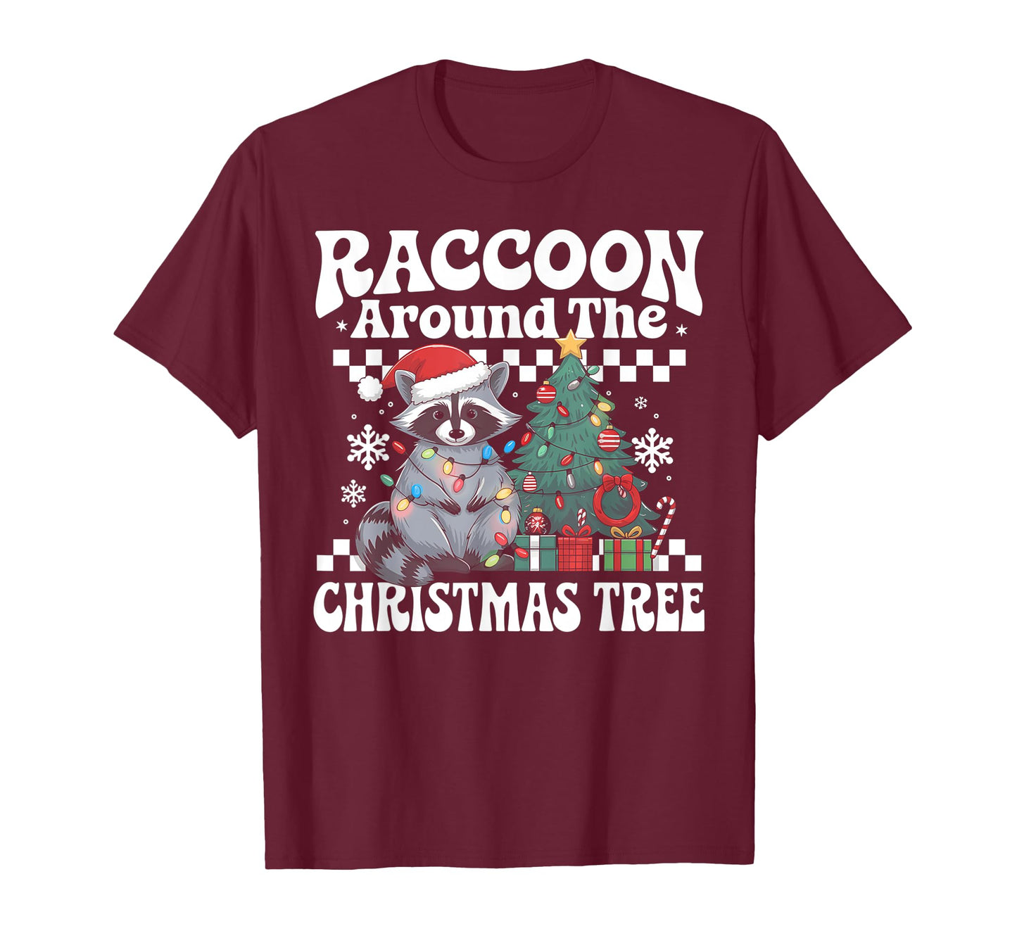 Raccoon Lovers Christmas Tees Unisex Raccoon Around The Christmas Tree Raccoon Lover Xmas Holiday T-Shirt