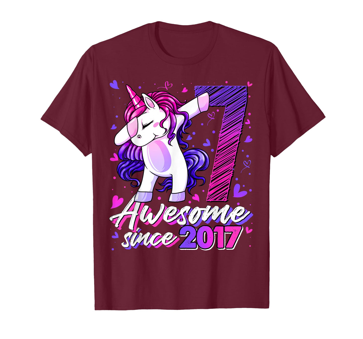 7 Years Old Flossing Unicorn Gifts 7th Birthday Girl Party T-Shirt