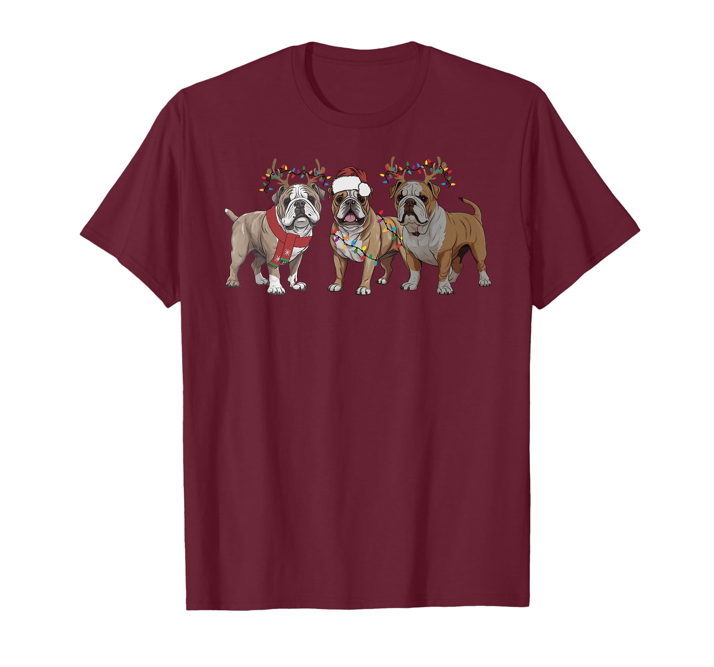 English Bulldog Christmas New Year Dog Mom Dad Kids Family T-Shirt