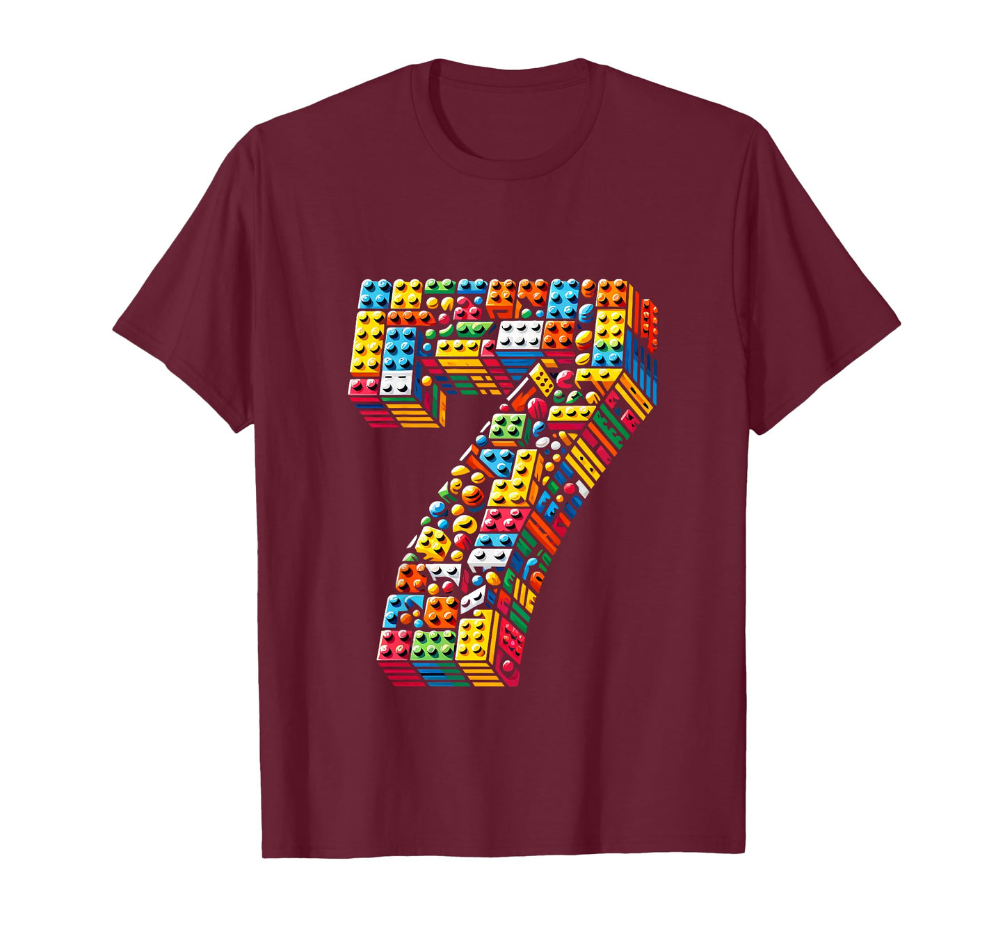 Kids 7 Year Old Blocks Building Master Builder 7th Birthday Boy T-Shirt