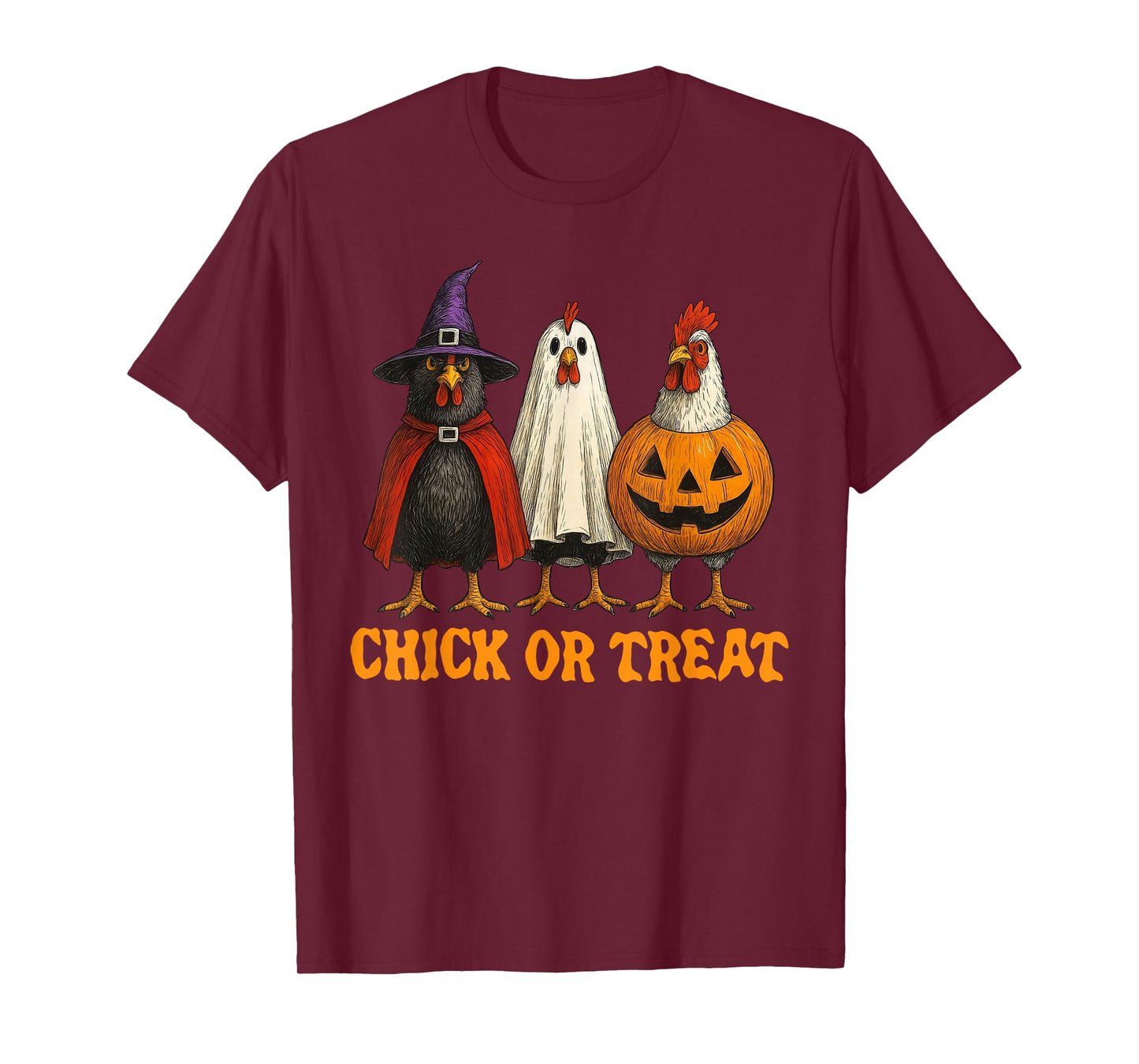 Spooky Chicken Crew Chick Or Treat Funny Halloween Costume T-Shirt