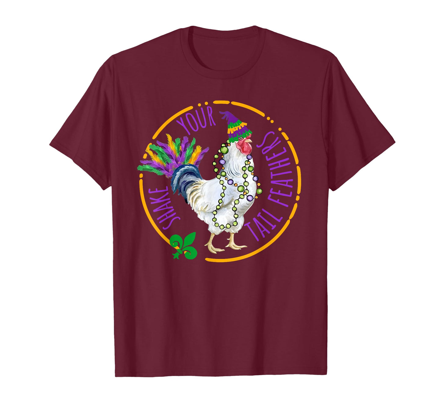 Shake Your Tail Feathers Cute Chicken Funny Mardi Gras Women T-Shirt