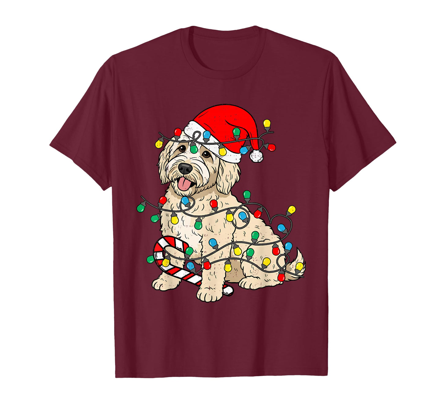 Goldendoodle Dog Christmas Lights Santa Xmas Pet Dog Lover T-Shirt