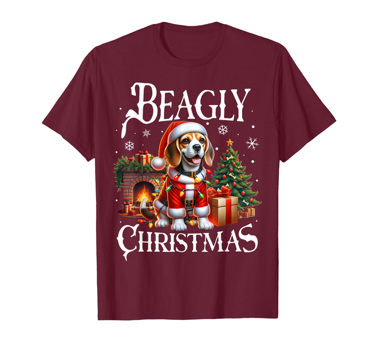 Christmas Dogs Beagle Santa Claus Beagle Xmas Beagly Christmas Beagle Santa Claus T-Shirt - Unisex-Adults, Black, Small, Short Sleeve, T-Shirt