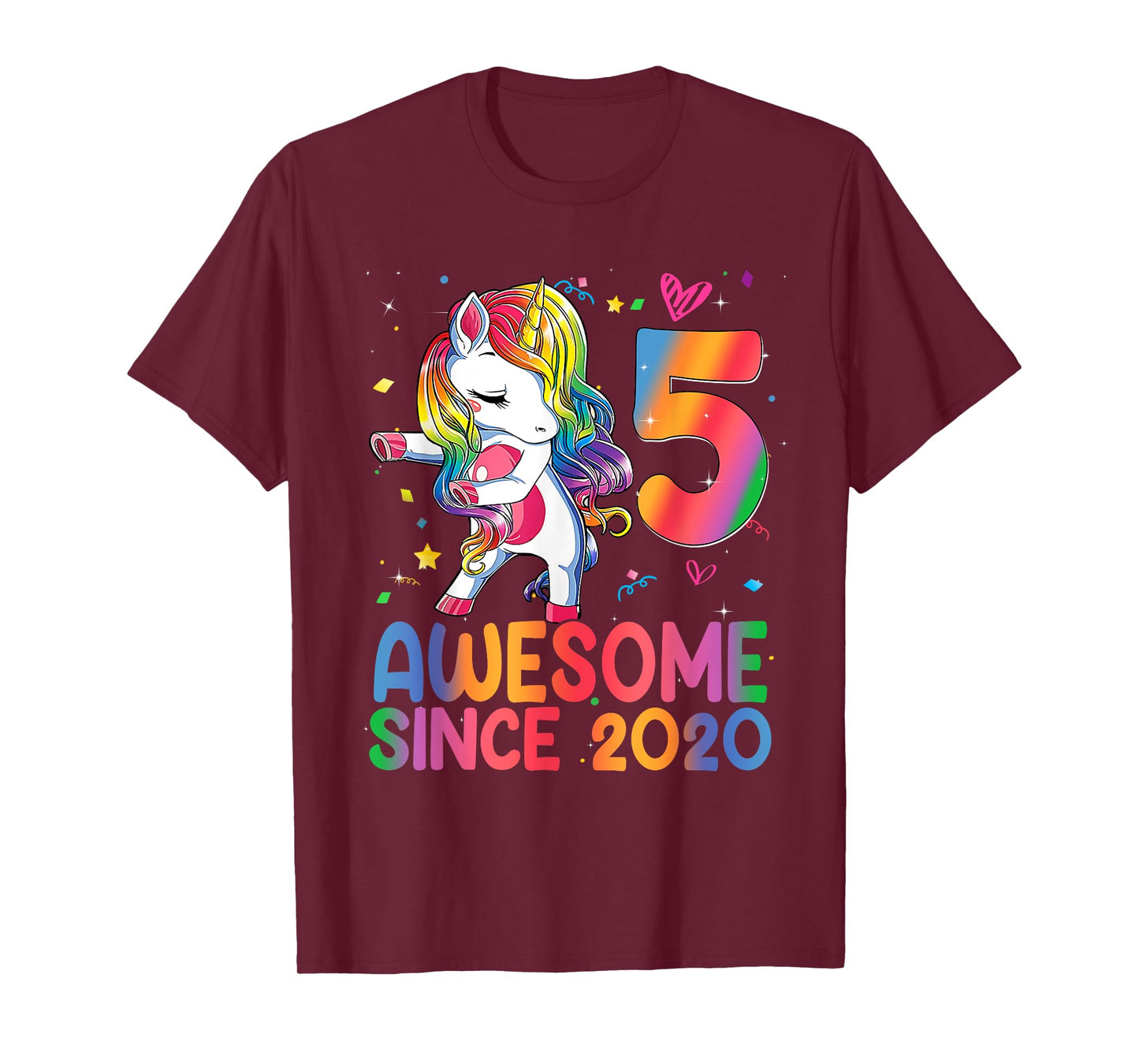 Awesome Since 2020 Unicorn 5th Birthday Gifts Girls Teens T-Shirt