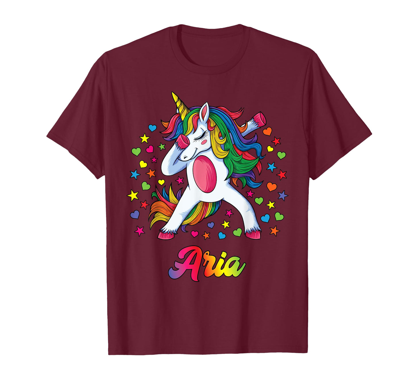 Aria Personalised Name Unicorn Girl Gift T-Shirt