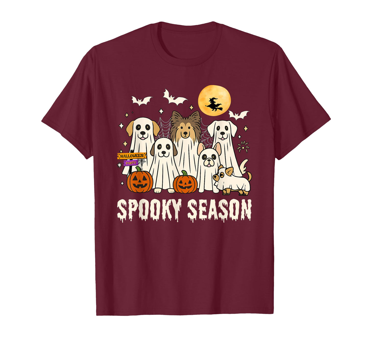 Dogs Ghosts Cute Dogs Dressed As Ghost Funny Halloween Dog T-Shirt