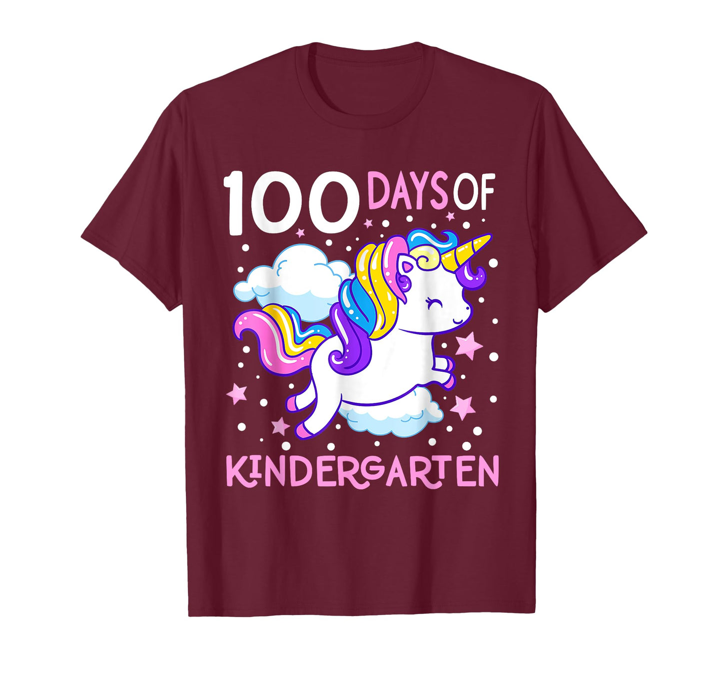 100 Days Of Kindergarten Teacher 100th Day Of School Unicorn Men Women Girls Kids T-Shirt