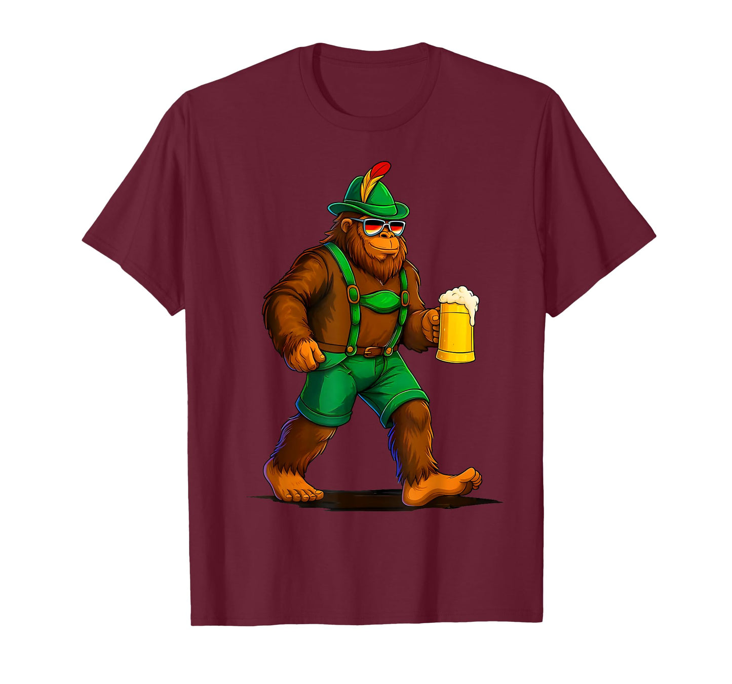 Oktoberfest Funny German Bigfoot Lederhosen Beer Men Costume T-Shirt