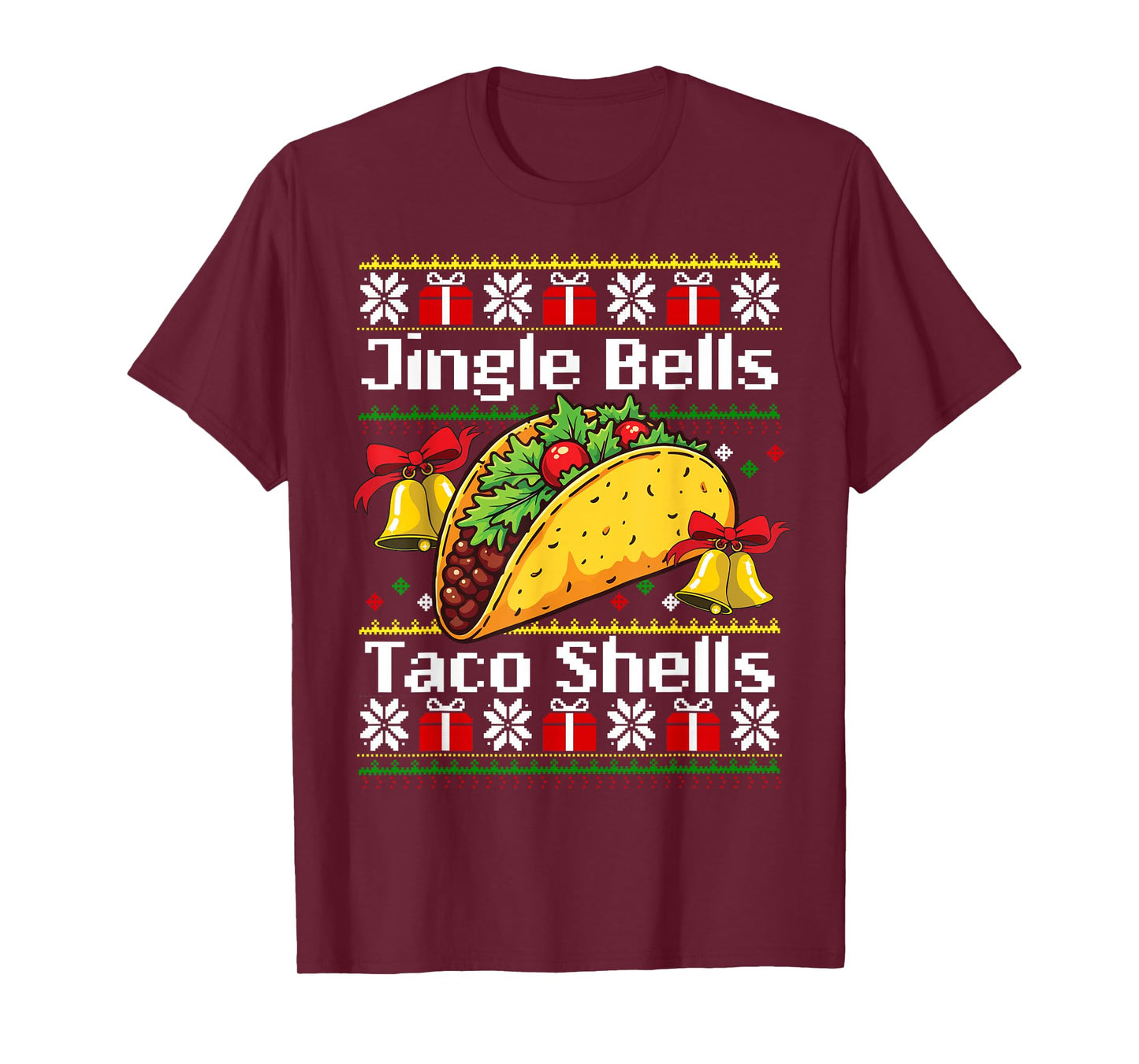 Christmas Jingle Bells Taco Shells Funny Family Ugly Xmas T-Shirt