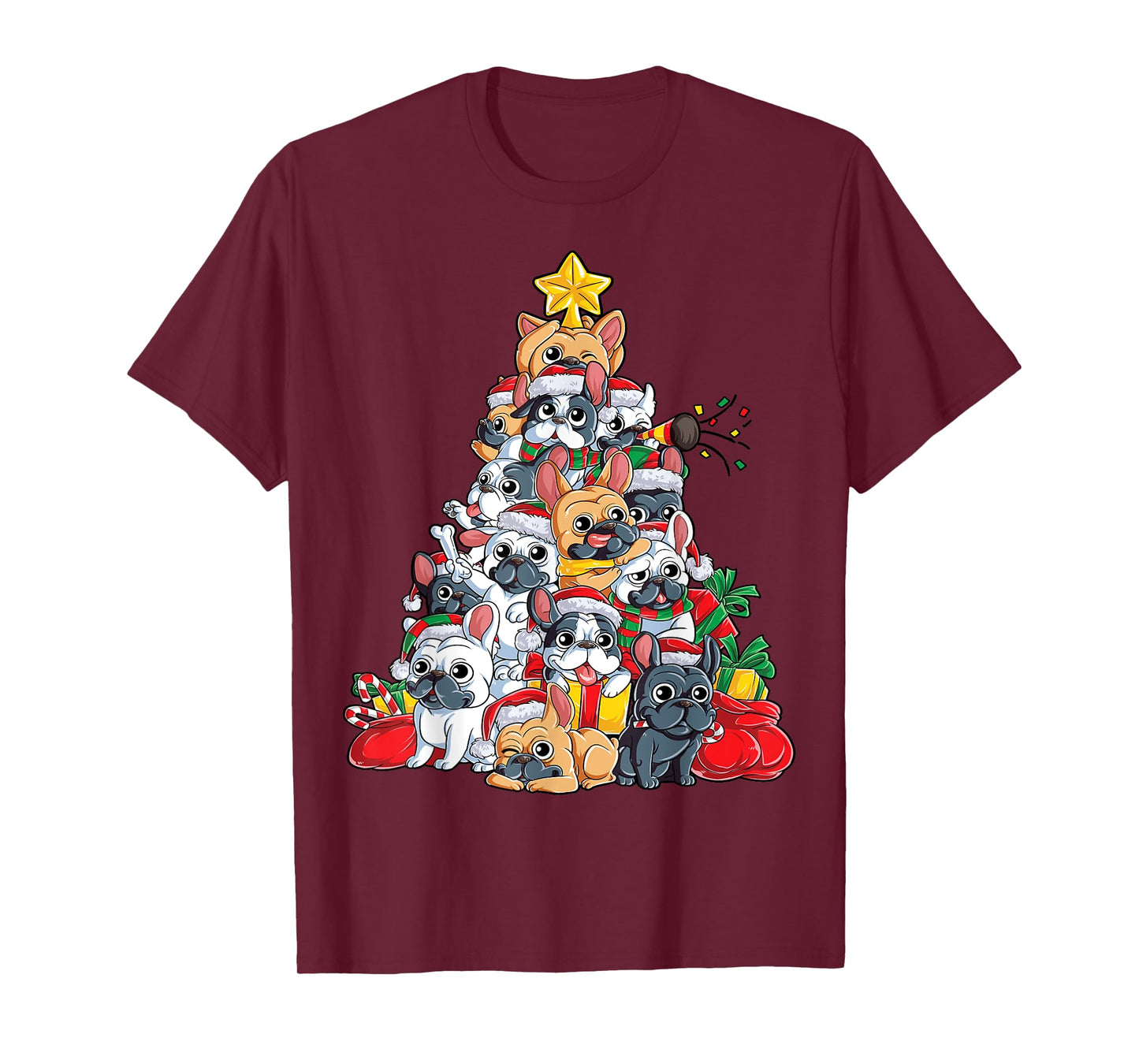 French Bulldog Christmas Tree Dog Santa Xmas Boys Dogmas T-Shirt
