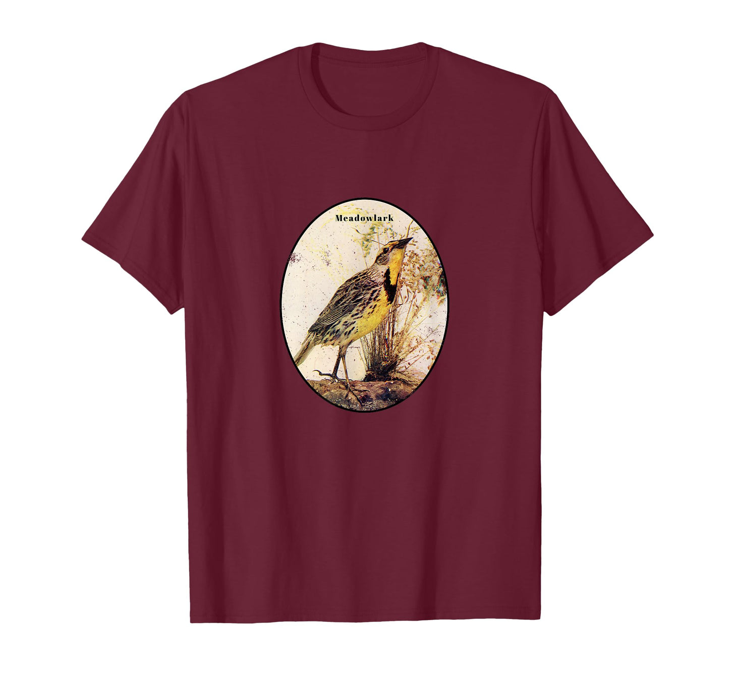 Retro Antique Meadowlark Vintage Bird Design T-Shirt