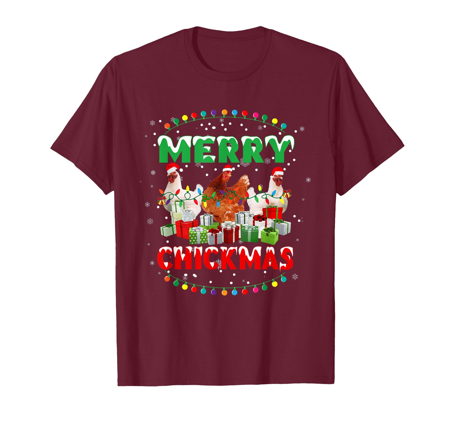 Merry Chickmas Santa Hat Chicken Lovers Merry Christmas T-Shirt