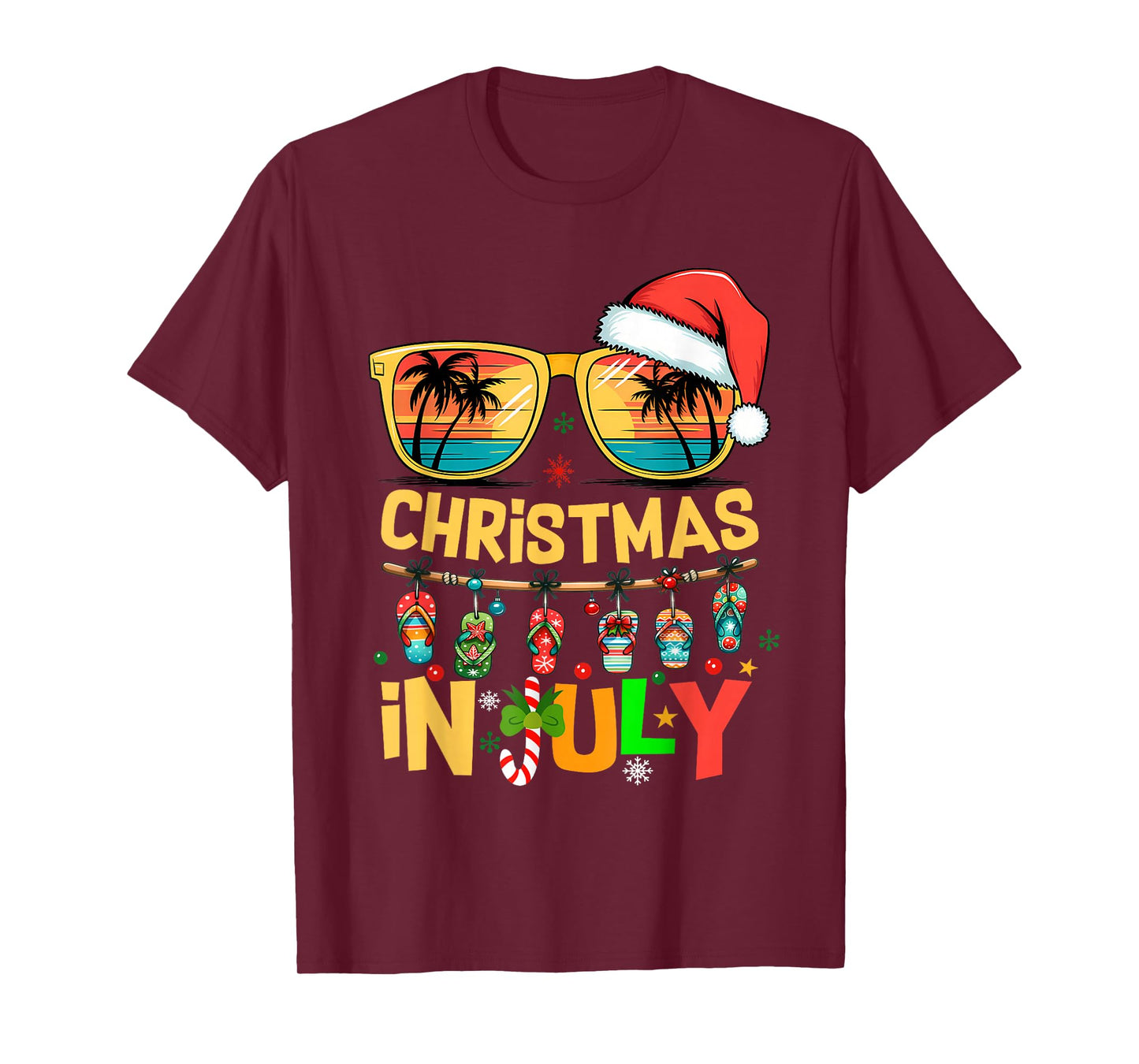 Santa Claus Sunglasses Beach Christmas In July Men Women Kid T-Shirt