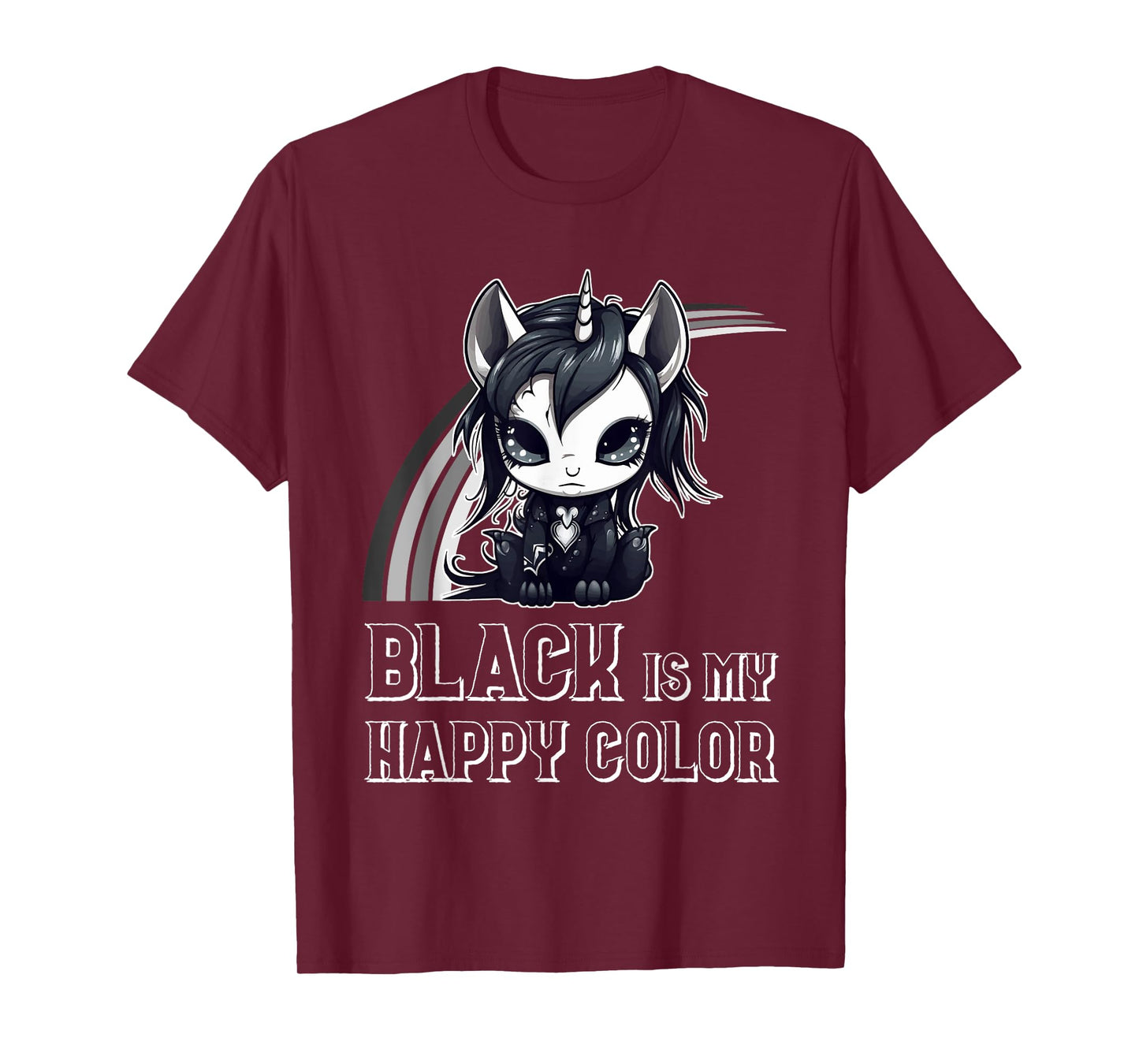 Black Is My Happy Color Goth Girl Emo Gothic Unicorn T-Shirt