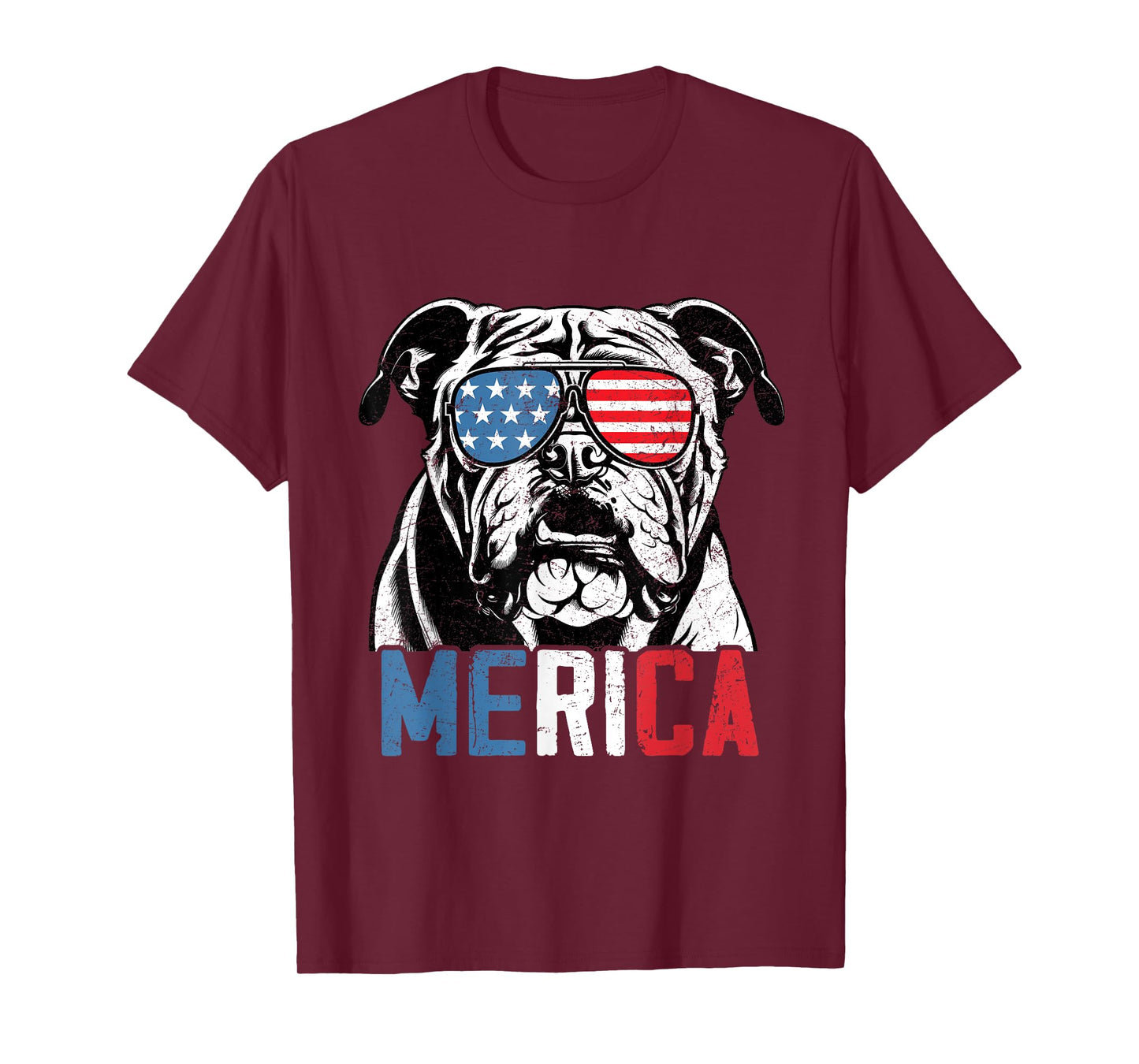 Patriotic English Bulldog Dog Merica 4th Of July Funny T-Shirt for Men Women Kids