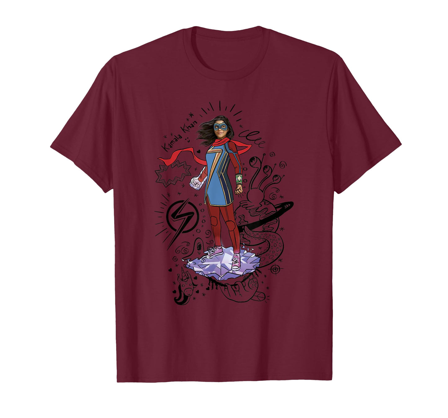 Marvel Ms. Marvel Hero Scribbles Poster T-Shirt