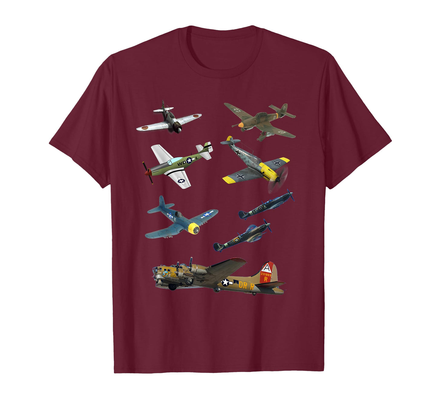 WW2 Planes Warbirds P51 Mustang Spitfire Messerschmitt T-Shirt